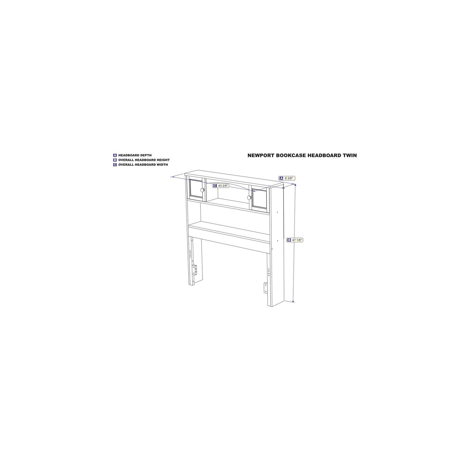 Rosebery Kids Twin Bookcase Headboard in White
