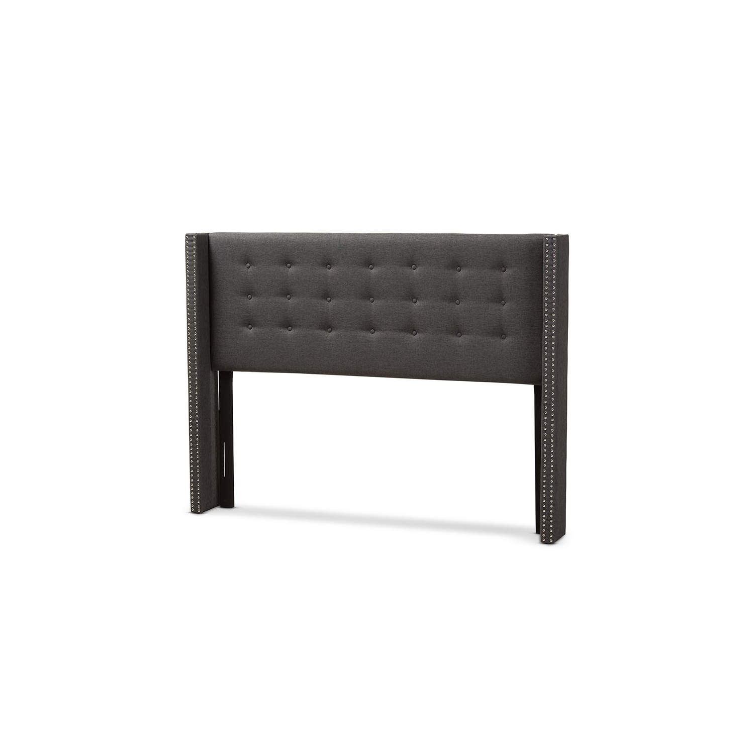 Bowery Hill Queen Winged Panel Headboard in Dark Gray