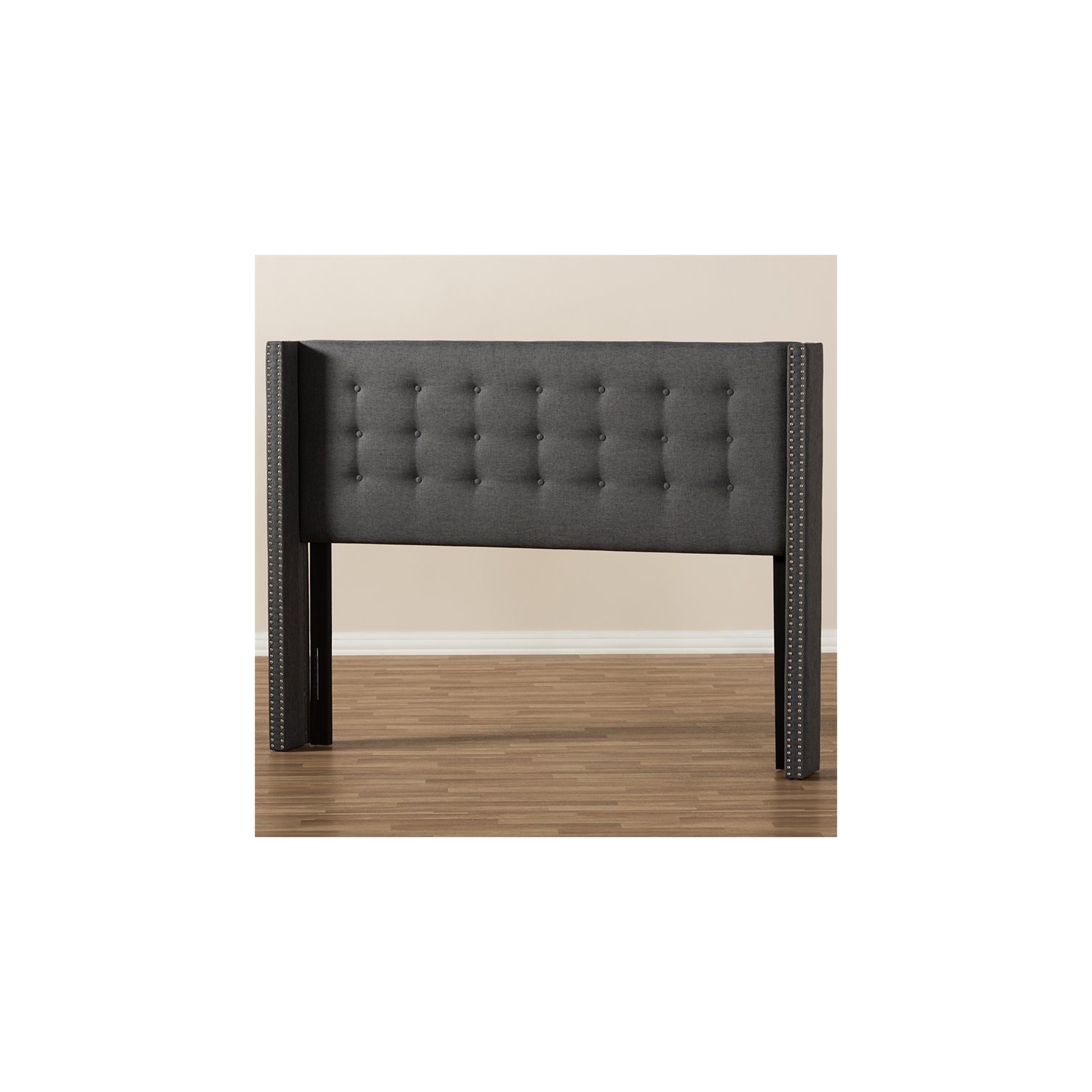 Bowery Hill Queen Winged Panel Headboard in Dark Gray
