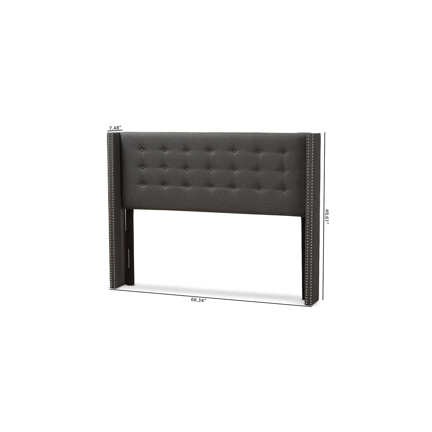 Bowery Hill Queen Winged Panel Headboard in Dark Gray