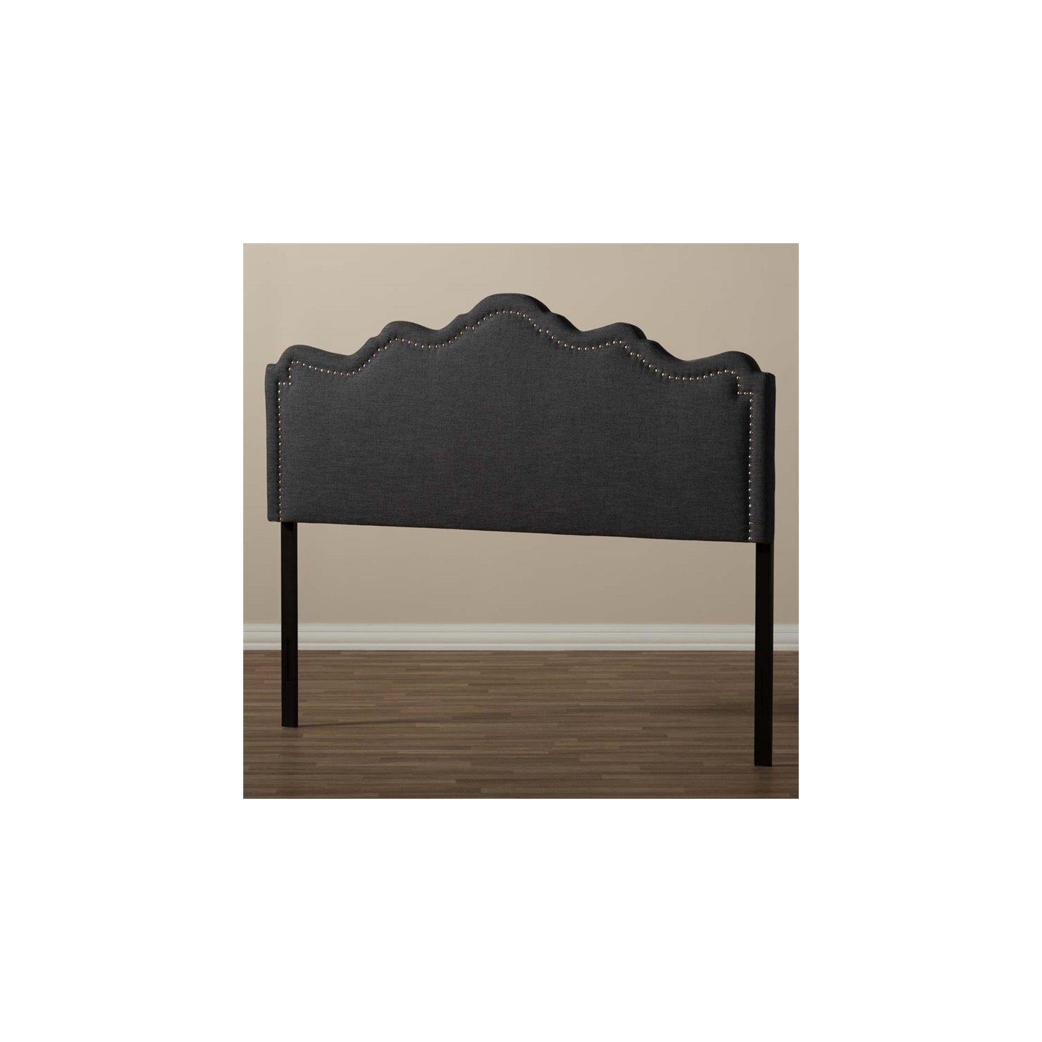 Bowery Hill Contemporary Fabric Upholstered Queen Headboard in Dark Gray