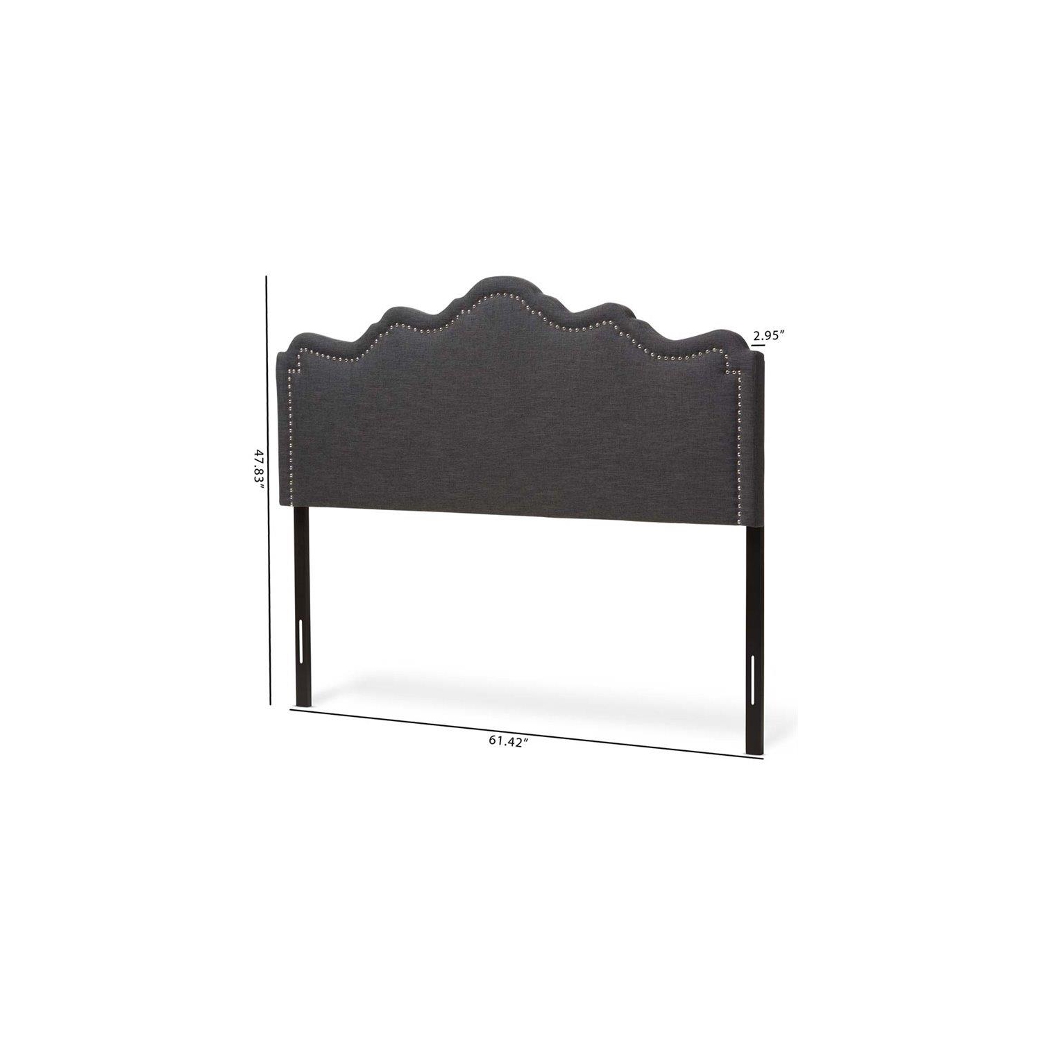 Bowery Hill Contemporary Fabric Upholstered Queen Headboard in Dark Gray