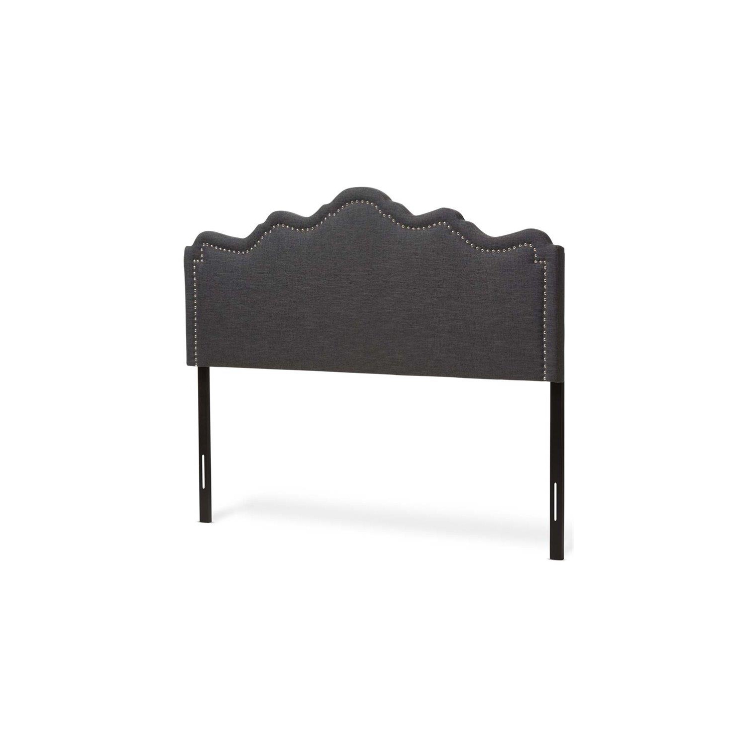 Bowery Hill Contemporary Fabric Upholstered Queen Headboard in Dark Gray