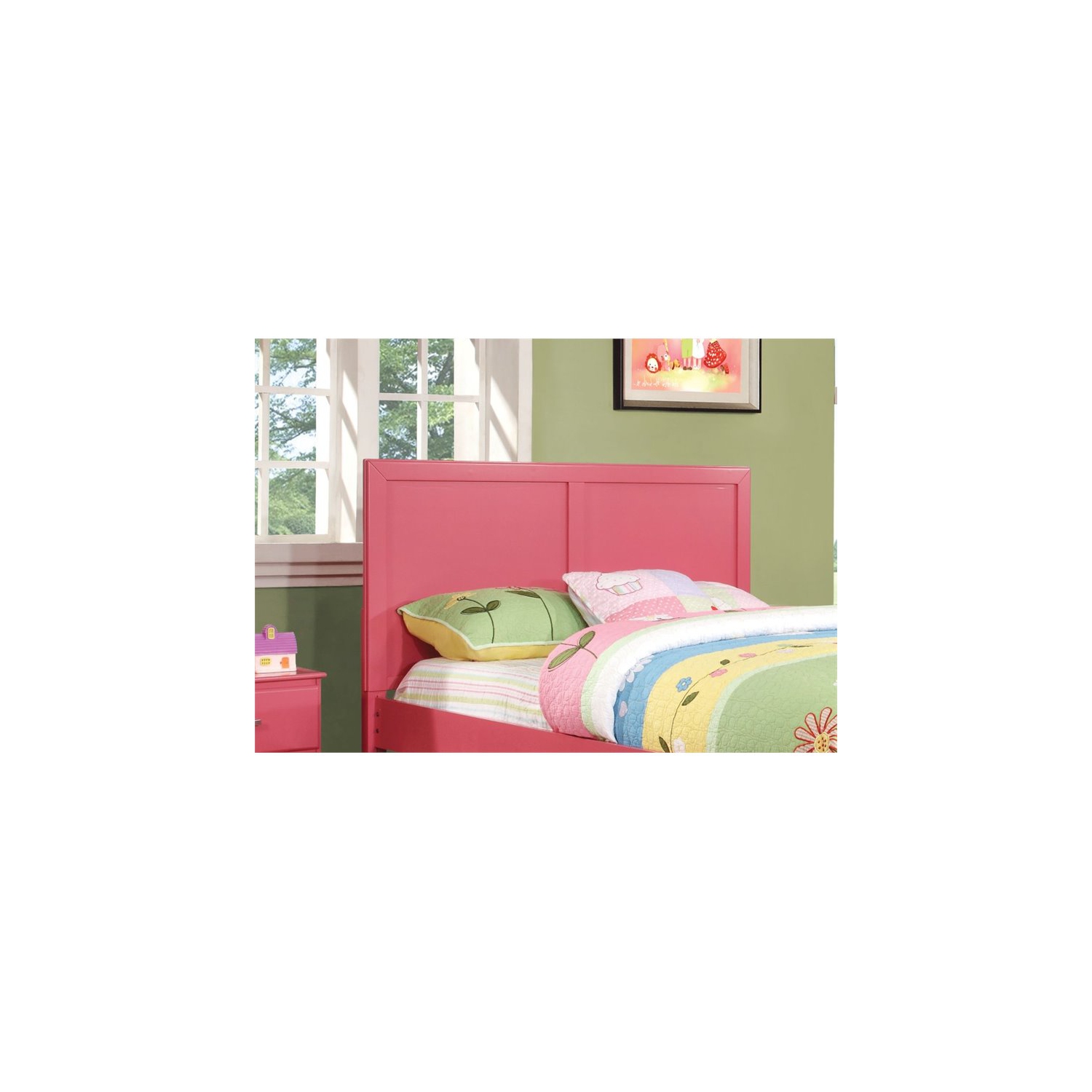 Furniture of America Lupin Wood Full/Queen Kids Headboard in Raspberry Pink