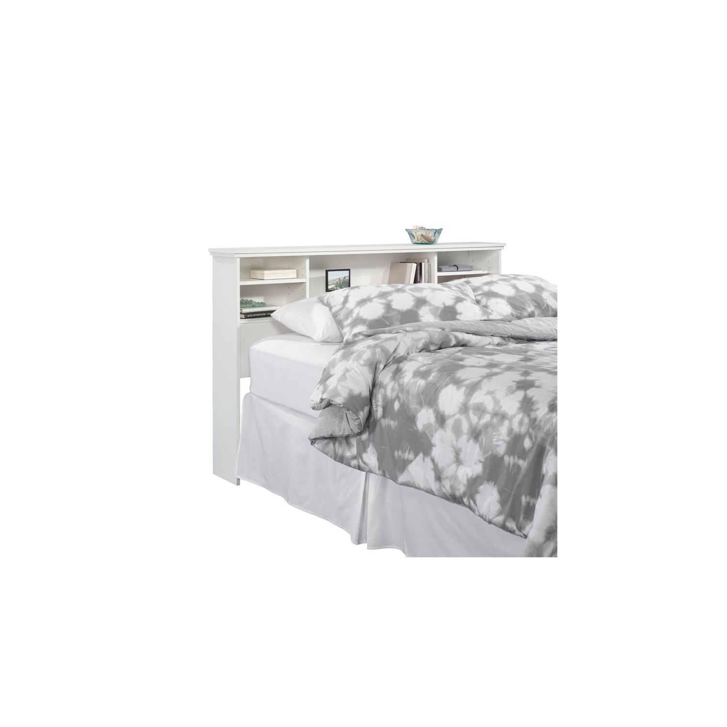 Pemberly Row Wooden Full-Queen Bookcase Headboard in Glacier White