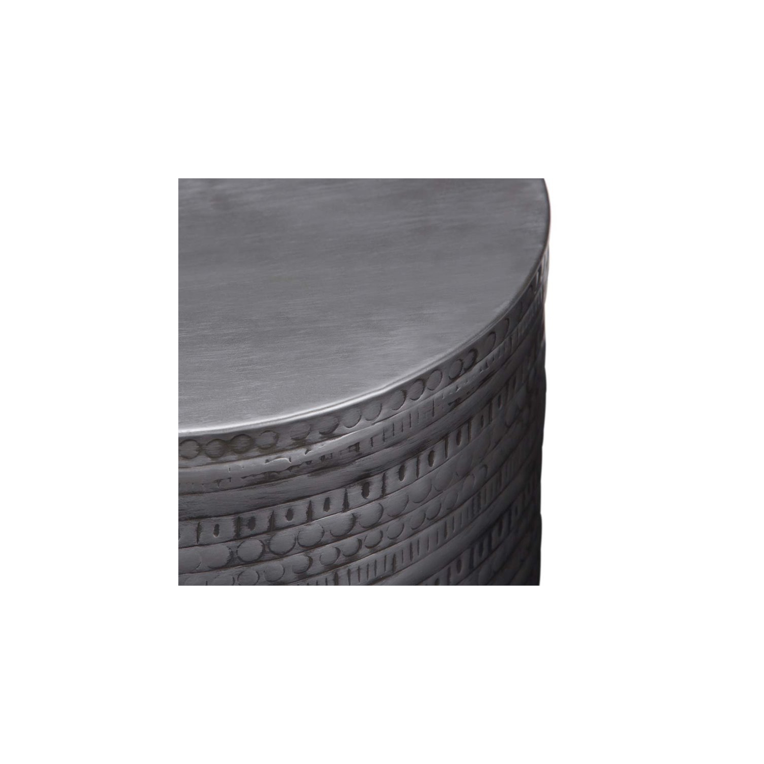 Pemberly Row Boho 15" Metal Large Accent Side Table in Antique Silver