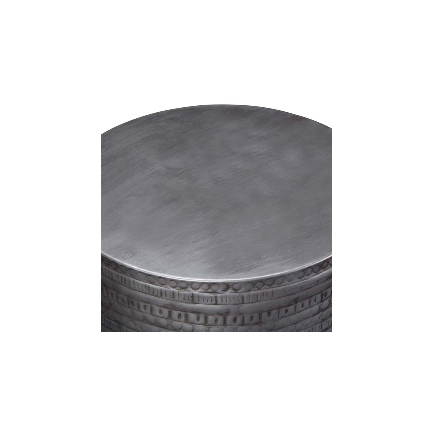 Pemberly Row Boho 15" Metal Large Accent Side Table in Antique Silver