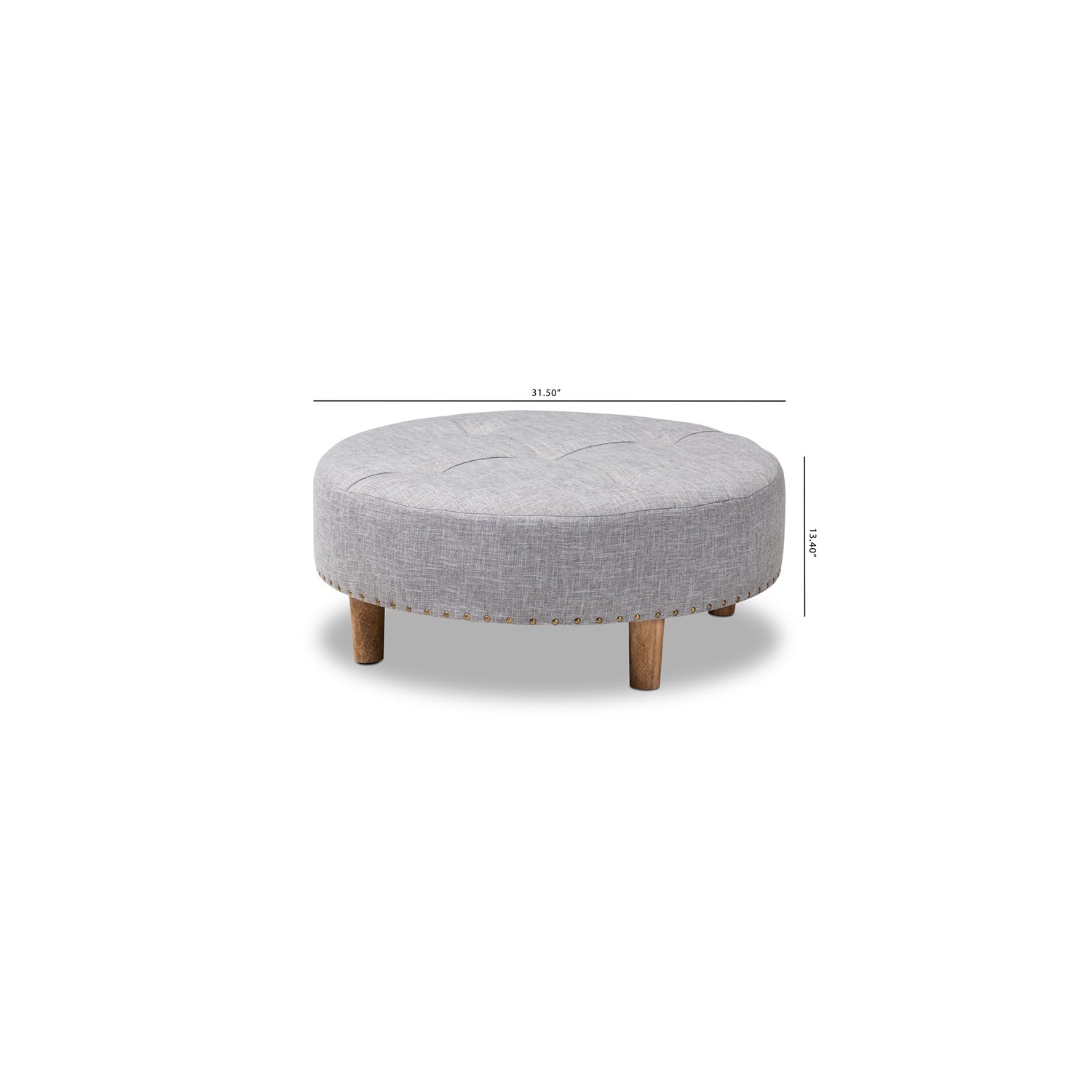 Baxton Studio Vinet Tufted Fabric and Wood Coffee Table Ottoman in Light Gray