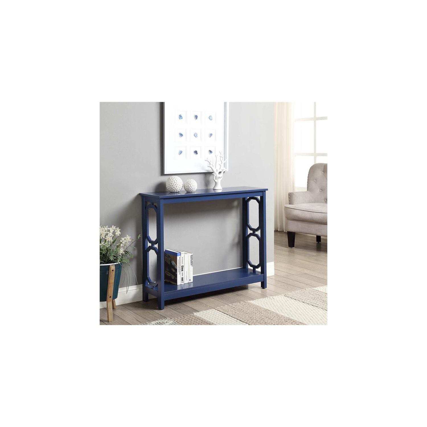 Pemberly Row Contemporary Console Table in Cobalt Blue Wood Finish