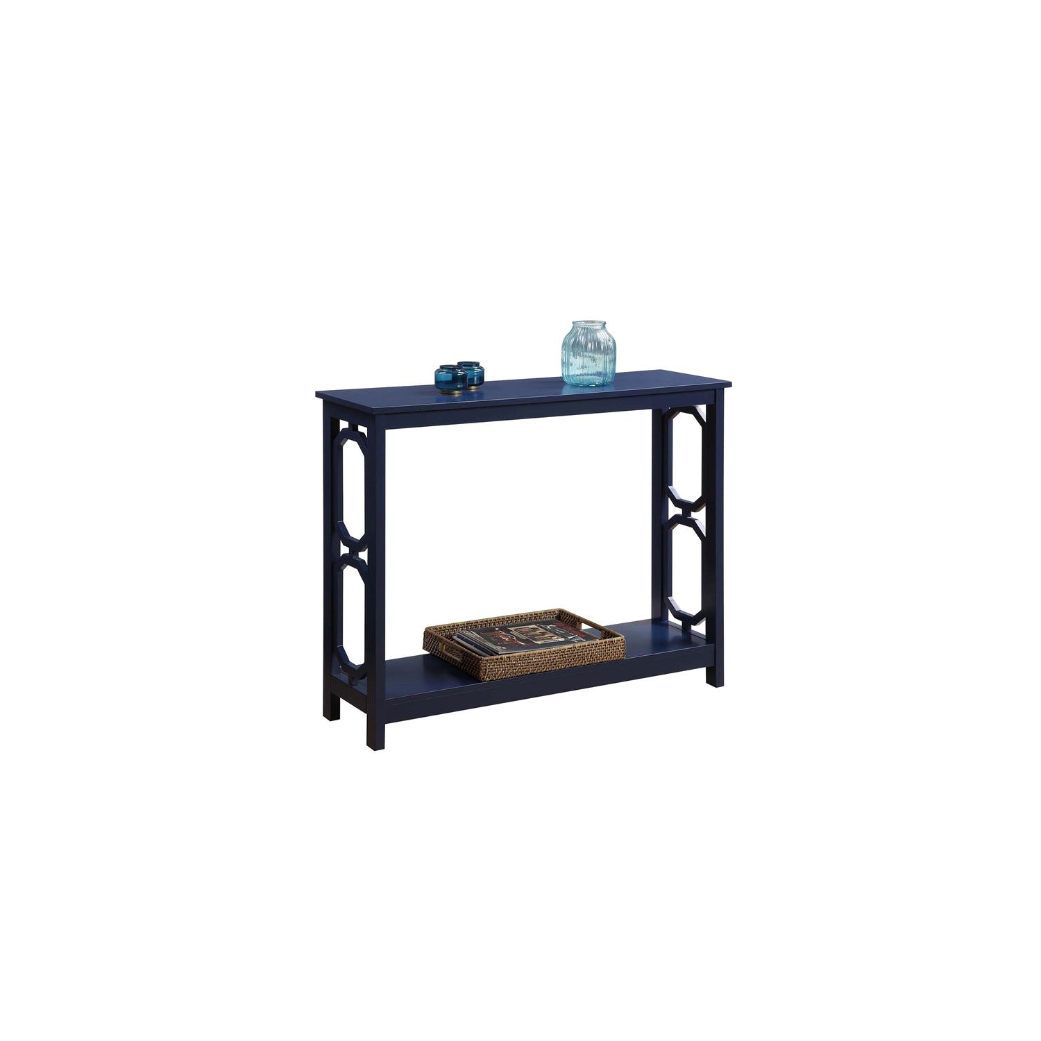 Pemberly Row Contemporary Console Table in Cobalt Blue Wood Finish