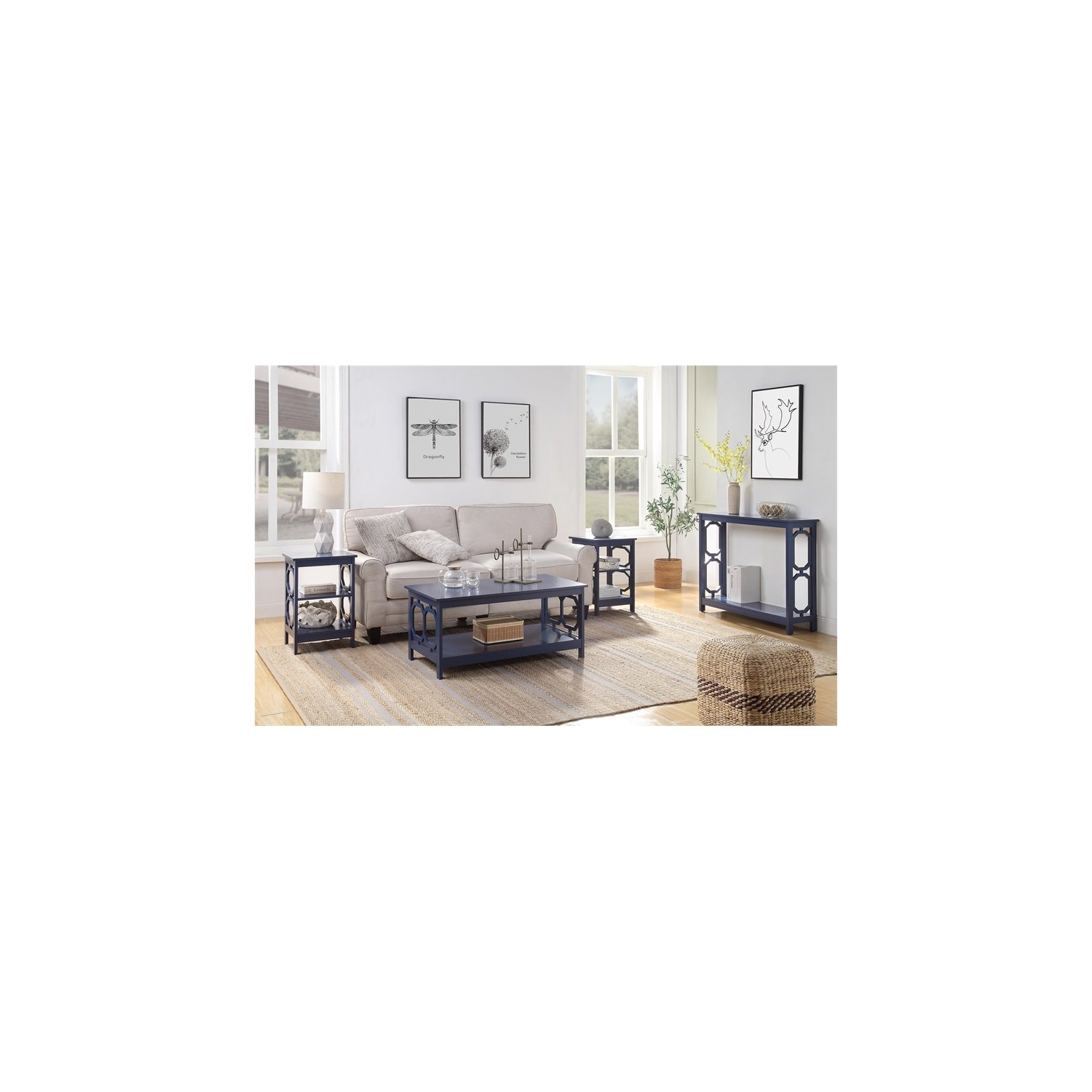 Pemberly Row Contemporary Console Table in Cobalt Blue Wood Finish