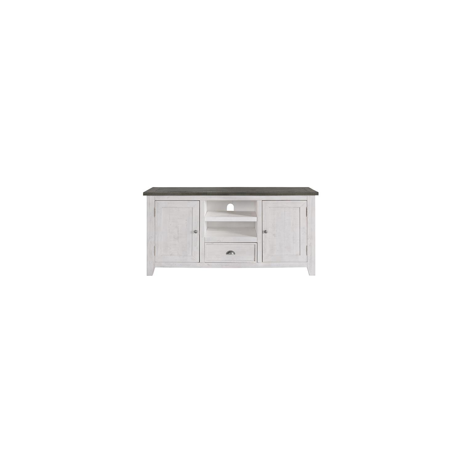 Martin Svensson Home Monterey Solid Wood TV Stand in White with Gray Top