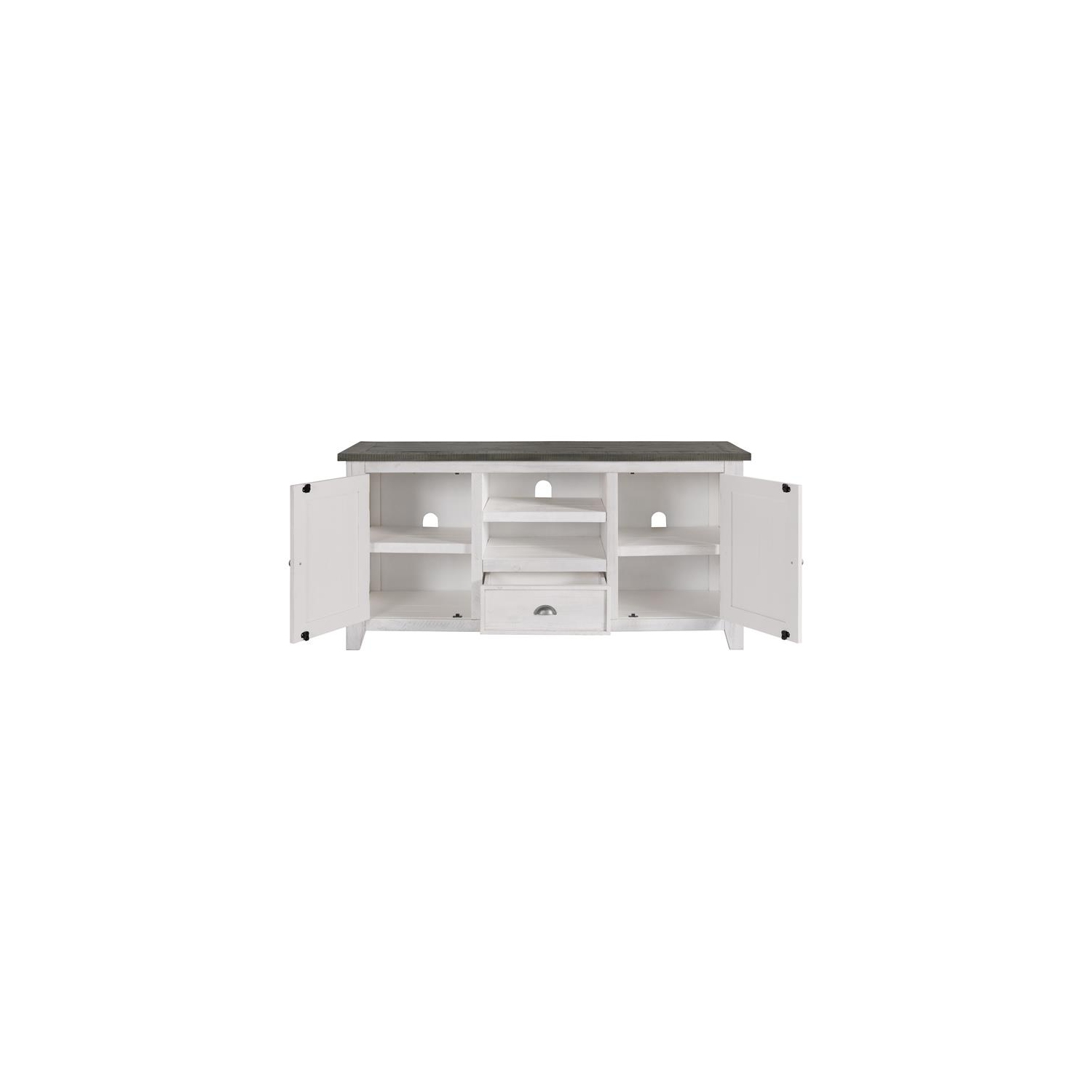 Martin Svensson Home Monterey Solid Wood TV Stand in White with Gray Top