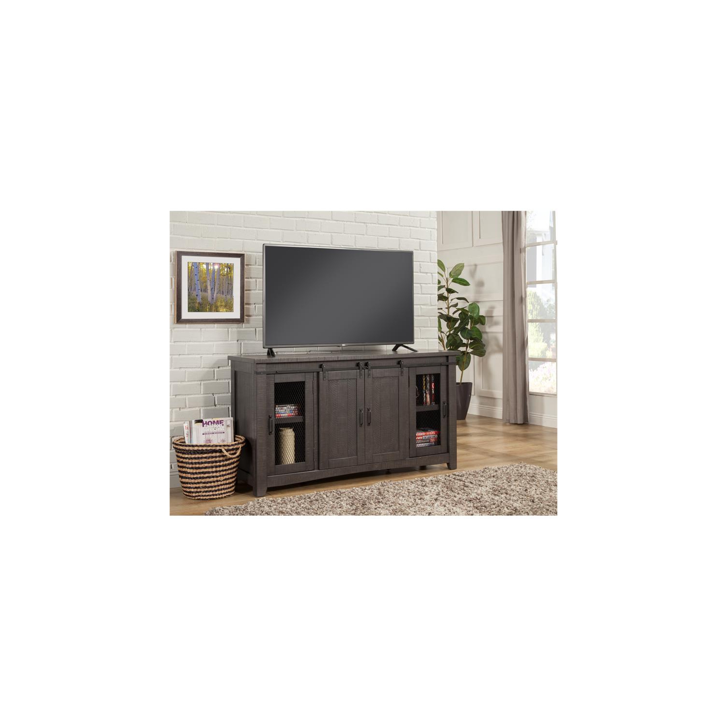 Martin Svensson Home Sierra 65" Solid Wood TV Stand Gray Finish