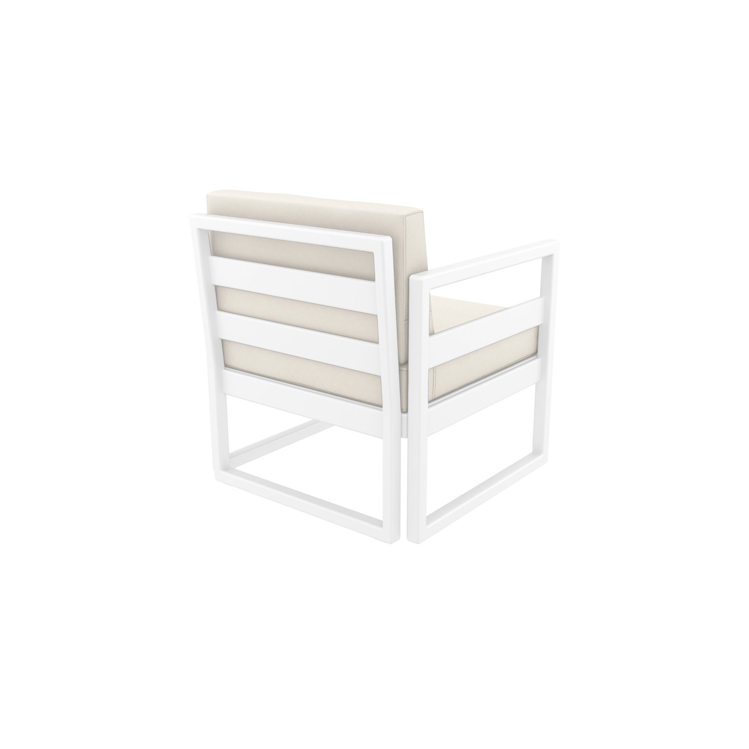 Mykonos Patio Club Chair in White Finish with Acrylic Fabric Natural Cushions