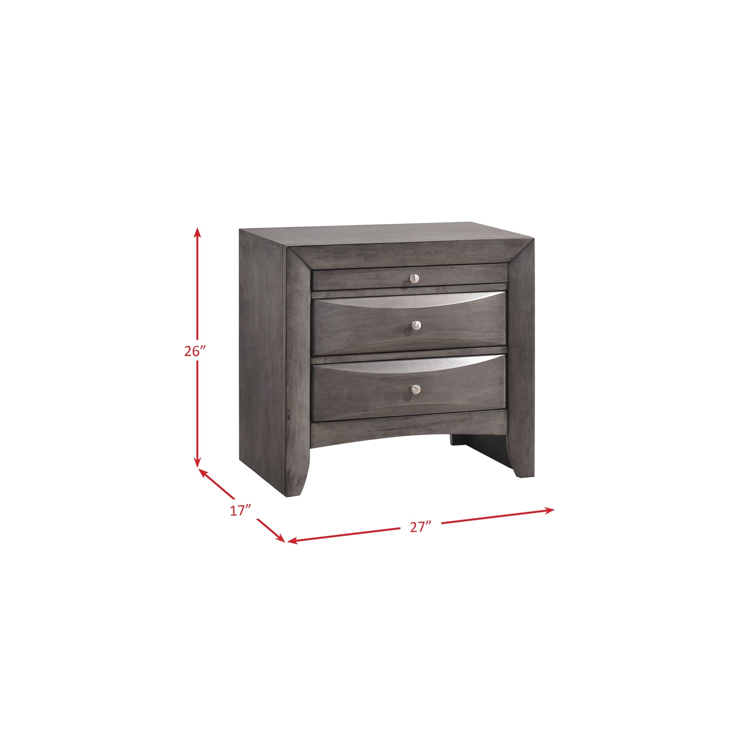 Bowery Hill 2 Drawer Nightstand in Gray