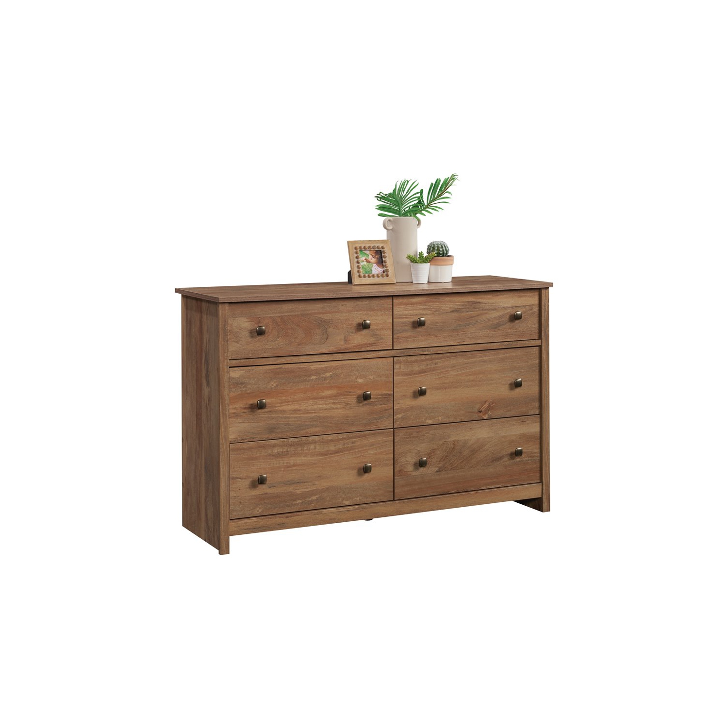 Sauder – Commode à 6 tiroirs en bois d’ingénierie River Ranch, mangue sindoori/naturel