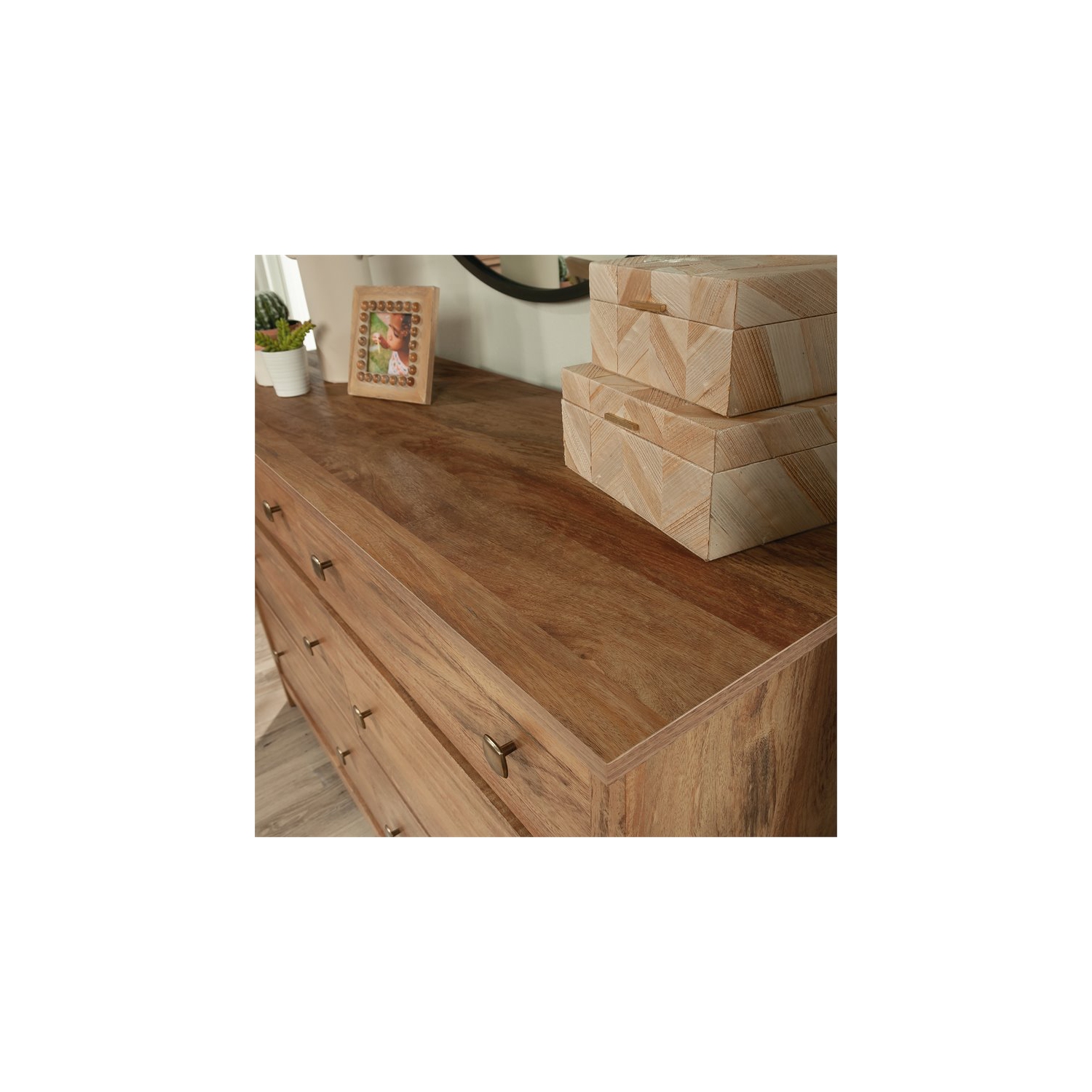 Sauder – Commode à 6 tiroirs en bois d’ingénierie River Ranch, mangue sindoori/naturel