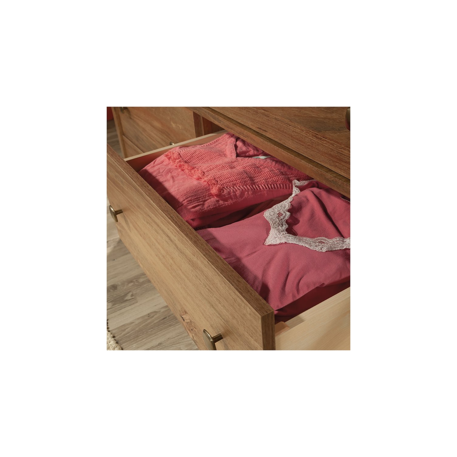 Sauder – Commode à 6 tiroirs en bois d’ingénierie River Ranch, mangue sindoori/naturel