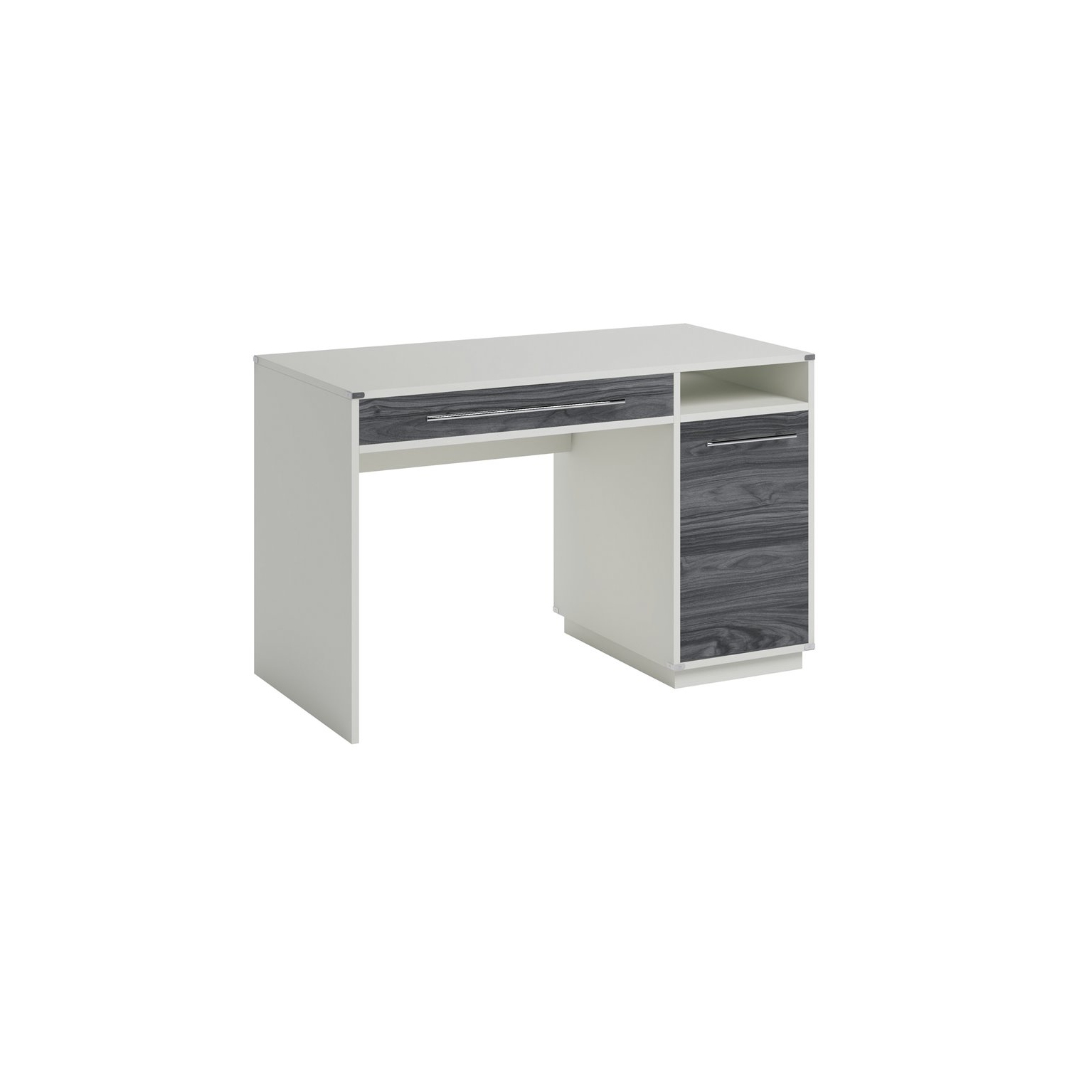 Sauder Vista Key Engineered Wood Single Pedestal Desk in Pearl Oak/Misted Elm
