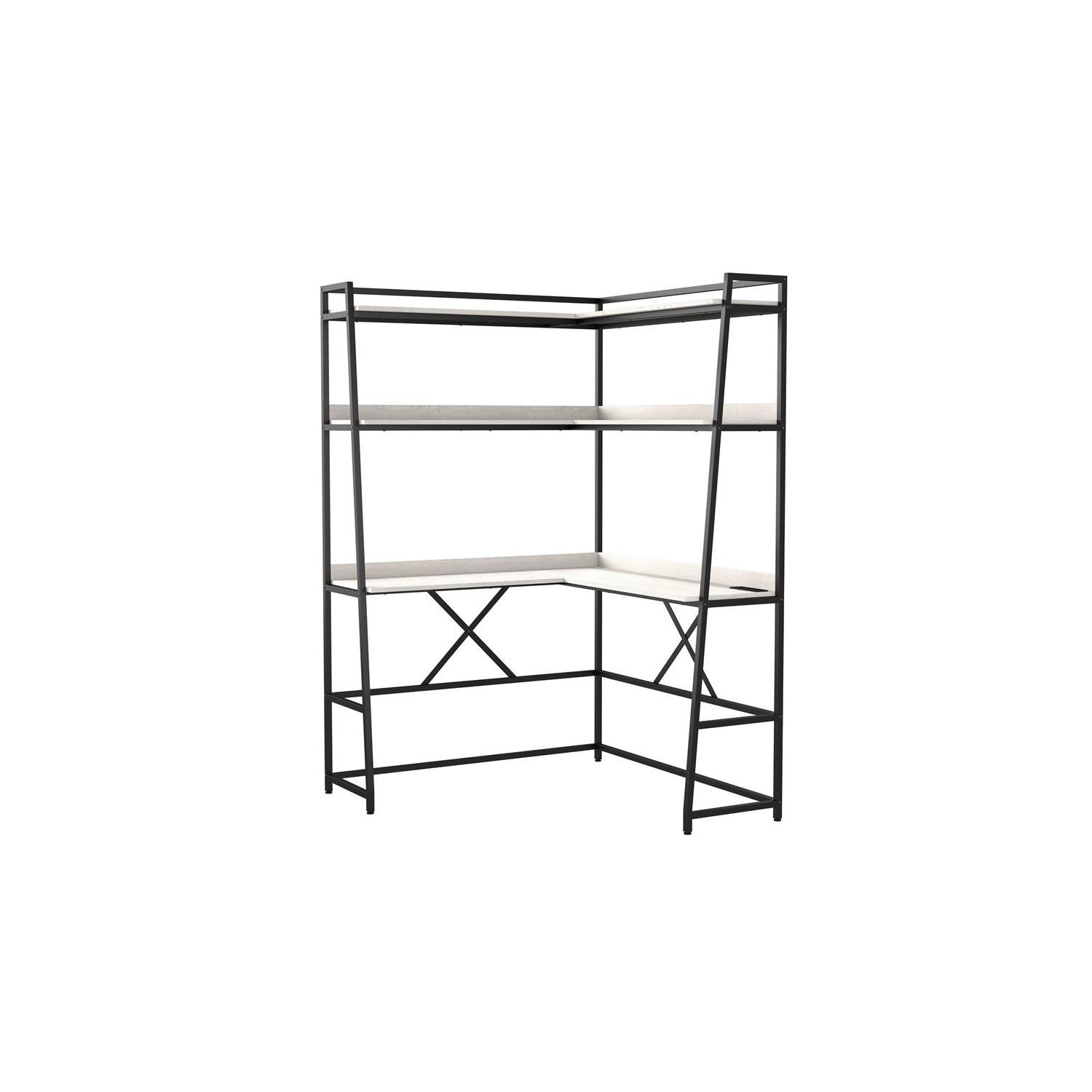 Furniture of America Narvay Metal Corner Writing Desk with USB in Oak