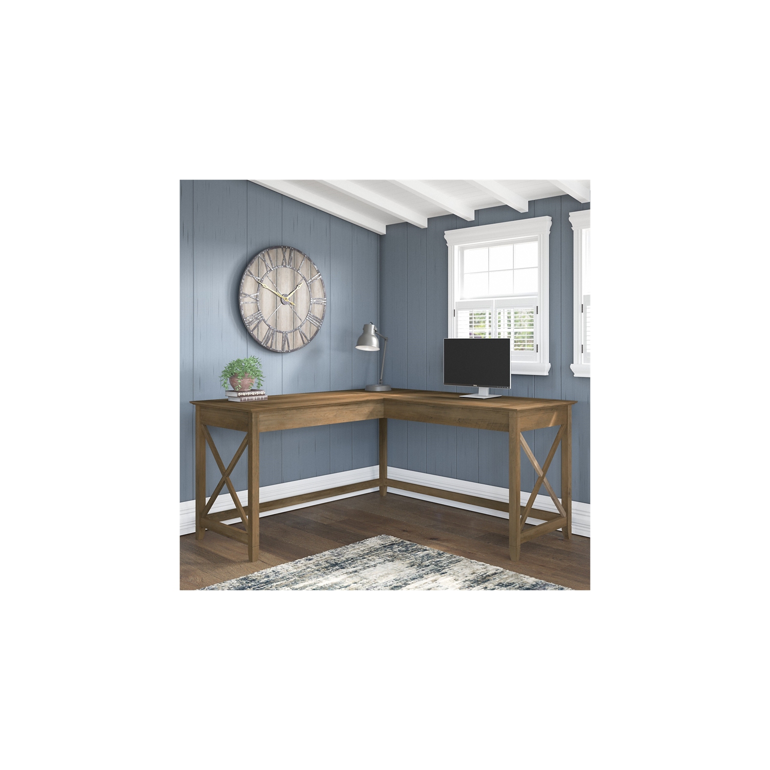 Key West 60W L Shaped Desk in Reclaimed Pine - Engineered Wood