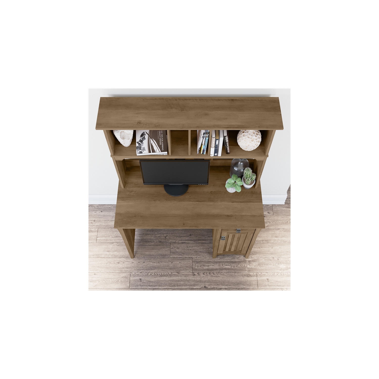 Bush Furniture Salinas Small Computer Desk with Hutch in Reclaimed Pine