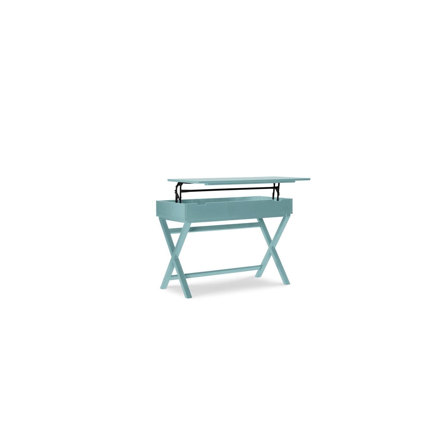 Linon Peggy Lift Top Stand Up Wood Desk in Turquoise Blue