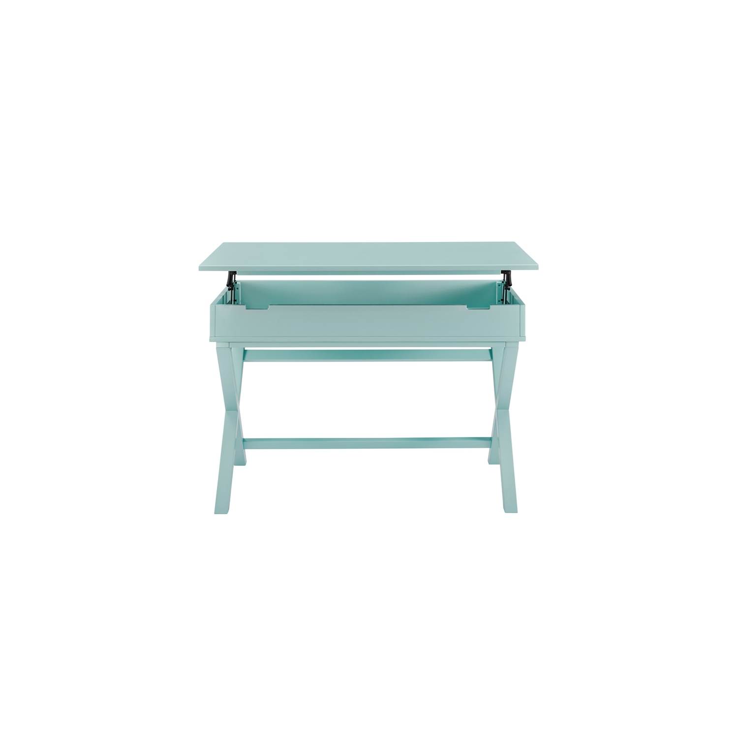 Linon Peggy Lift Top Stand Up Wood Desk in Turquoise Blue