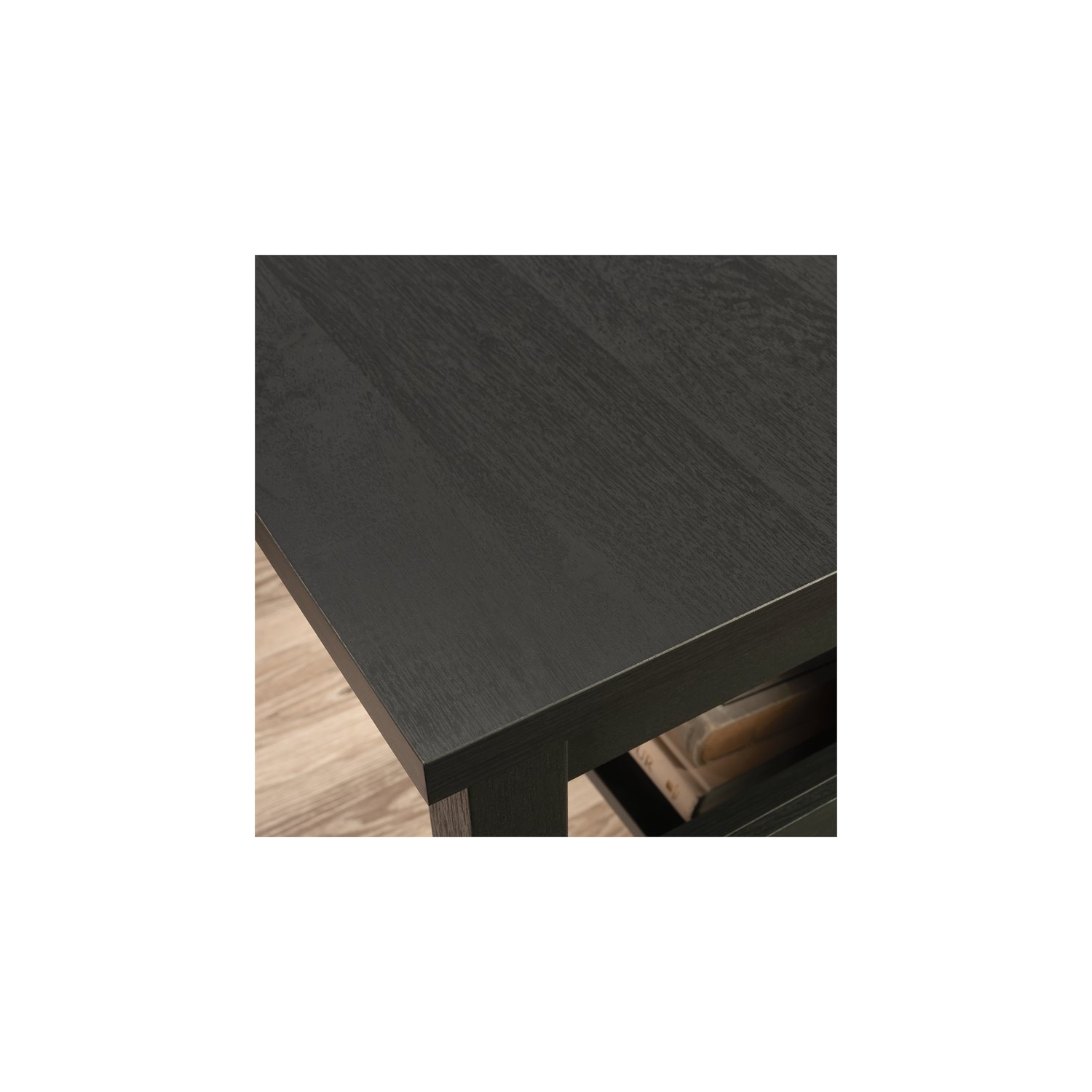 Sauder Dawson Trail Country Traditional L Shaped Computer Desk in Raven Oak