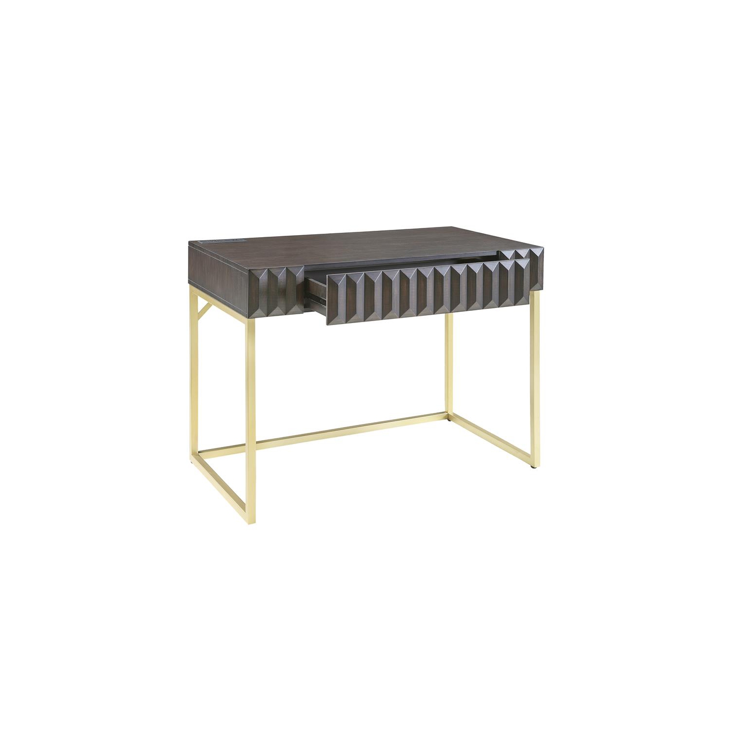 Furniture of America Giffore Wood Writing Desk with USB Port in Walnut