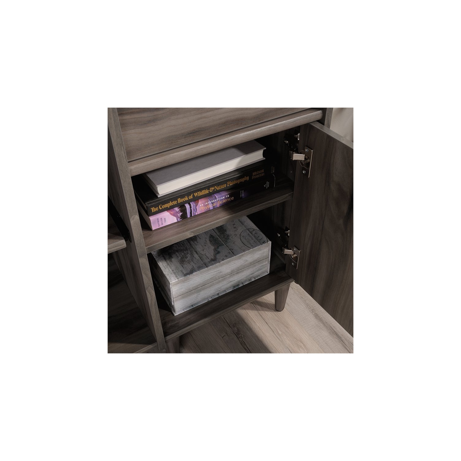 Sauder Clifford Place Engineered Wood 2-Drawers Credenza Desk in Jet Acacia