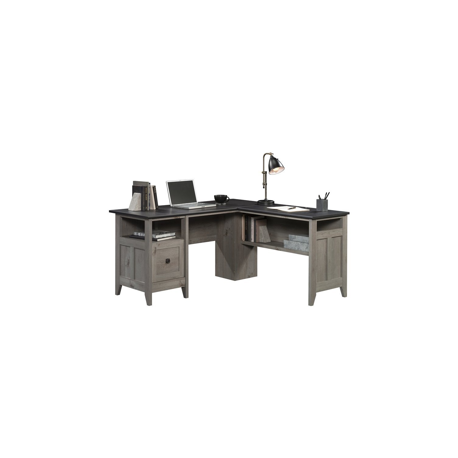 Sauder – Bureau d’ordinateur en L en bois August Hill, chêne mystique