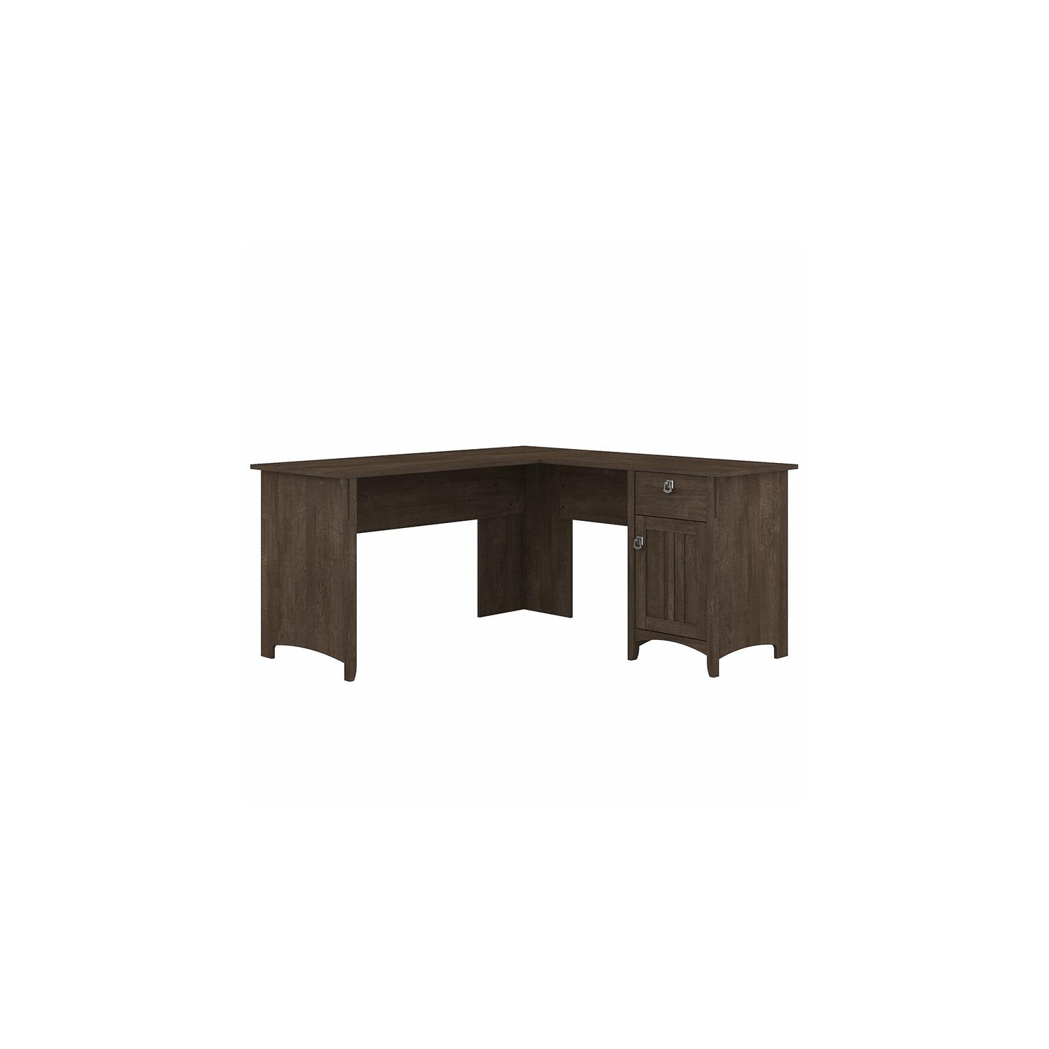 Bush Furniture Salinas 60W L Shaped Desk with Storage in Ash Brown