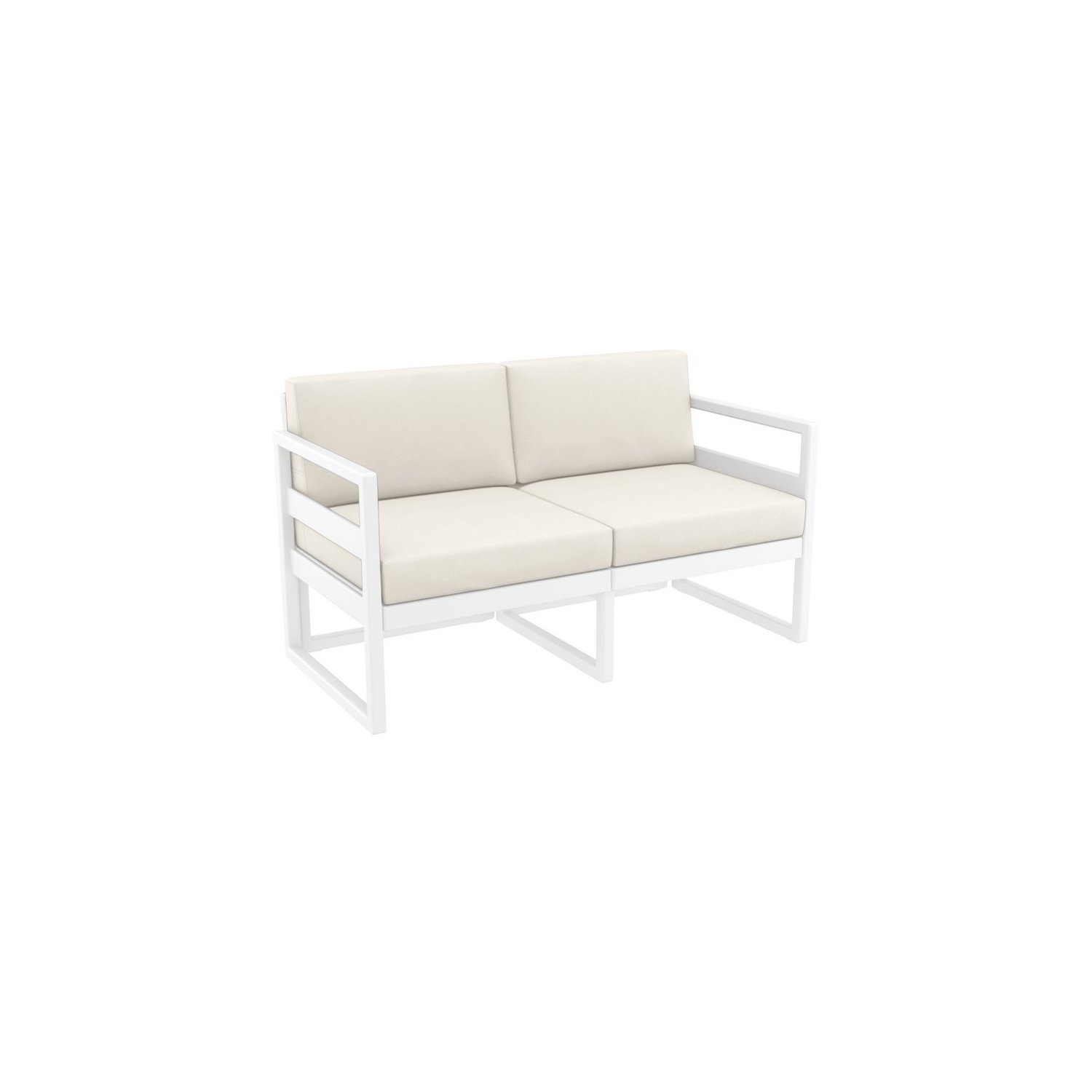 Mykonos Patio Loveseat White with Acrylic Fabric Natural Cushions