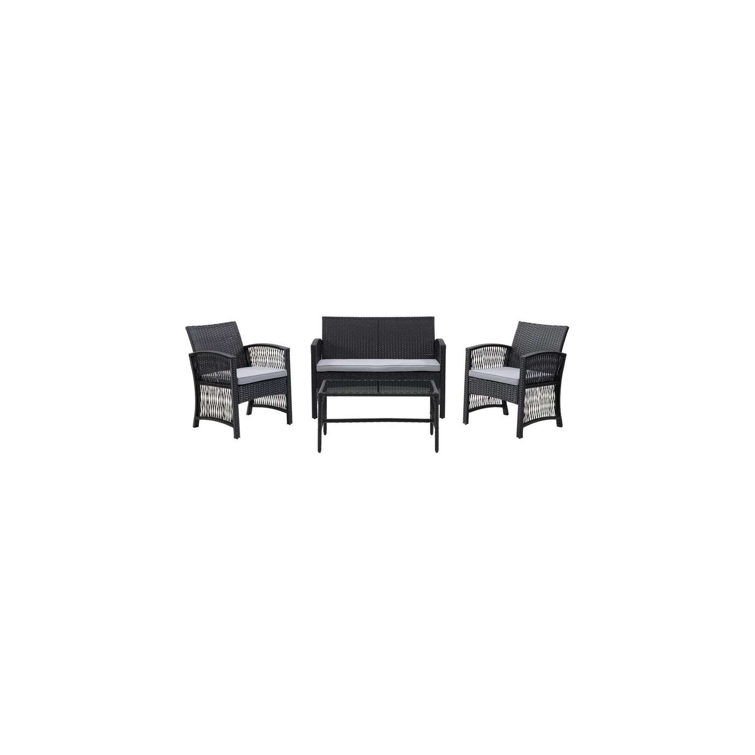 Ensemble sofa en osier noir et en rotin évasé Parksville de CorLiving - 4 pièces