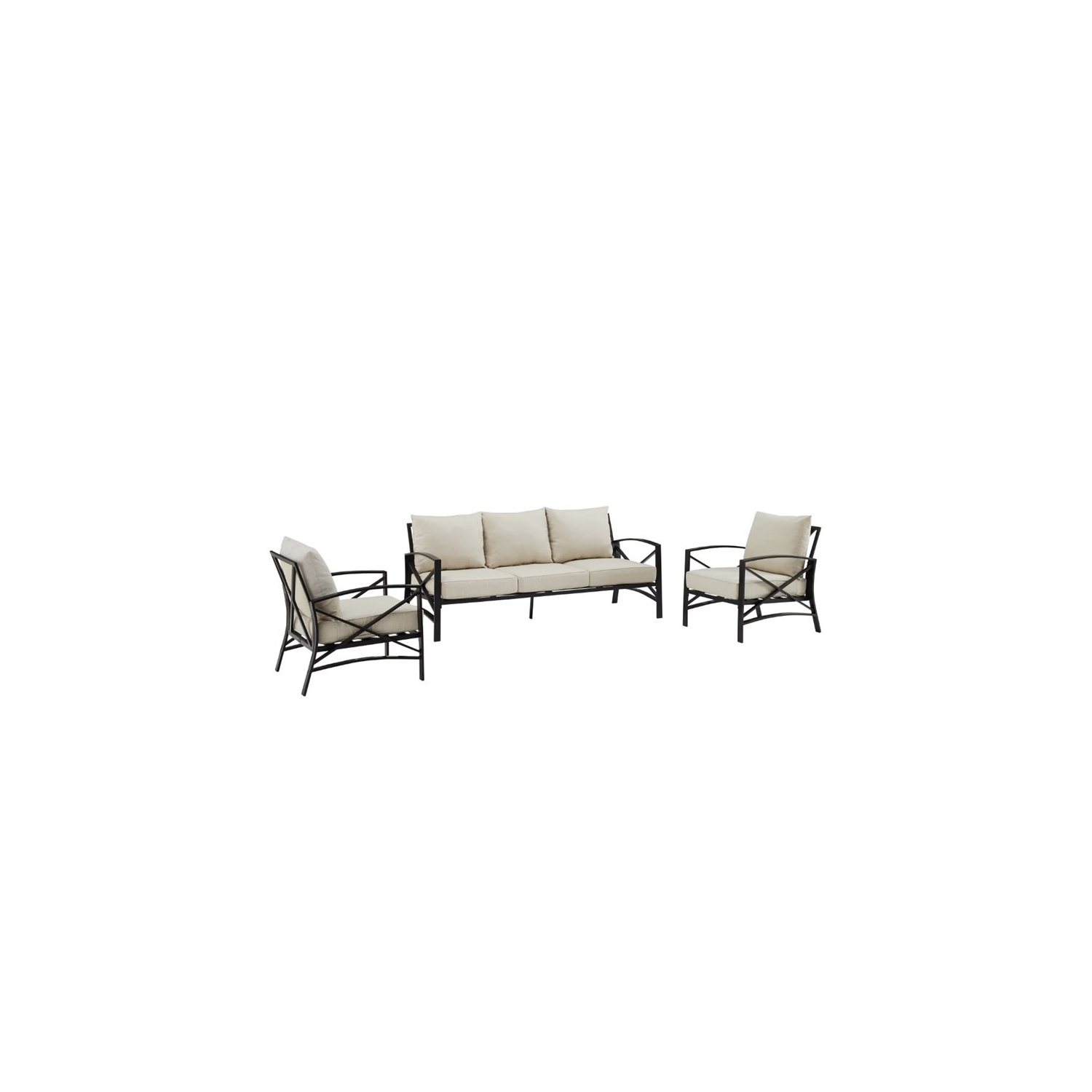 Crosley Kaplan 3 Piece Outdoor Sofa Set in Oatmeal
