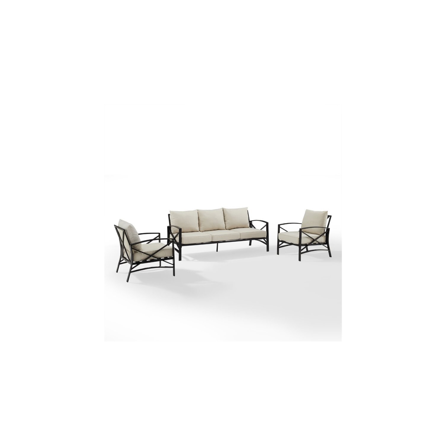 Crosley Kaplan 3 Piece Outdoor Sofa Set in Oatmeal