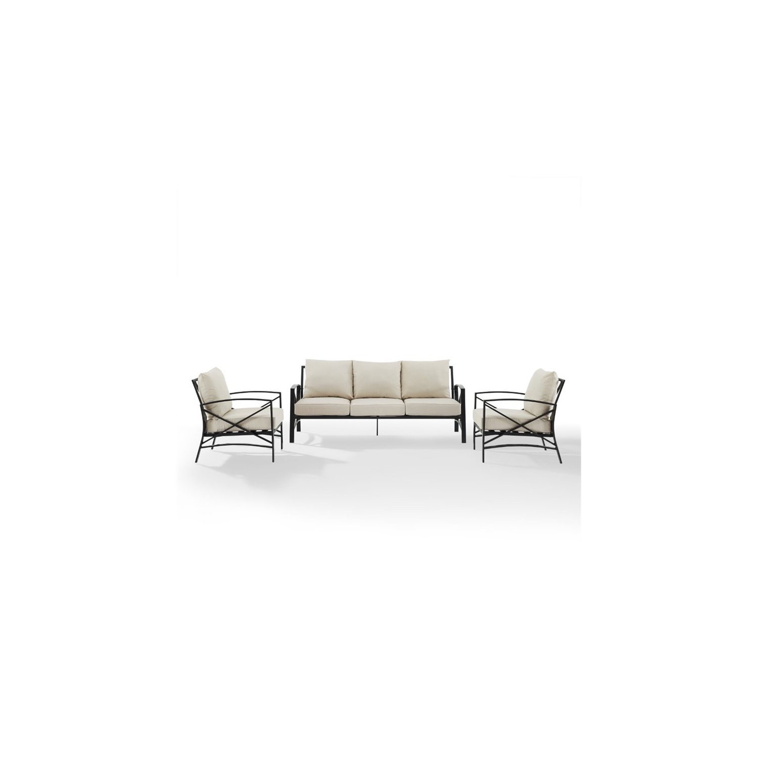Crosley Kaplan 3 Piece Outdoor Sofa Set in Oatmeal