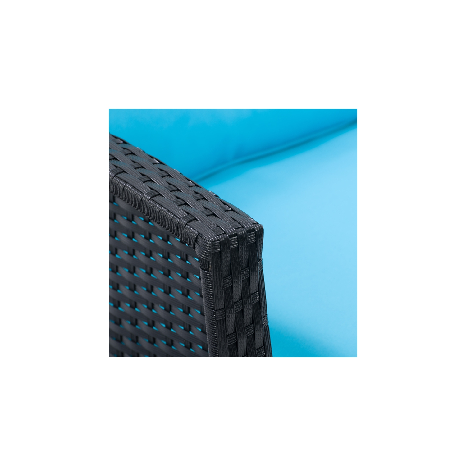 CorLiving Cascade Wicker/Rattan Patio Set with Turquoise Cushions 4pc