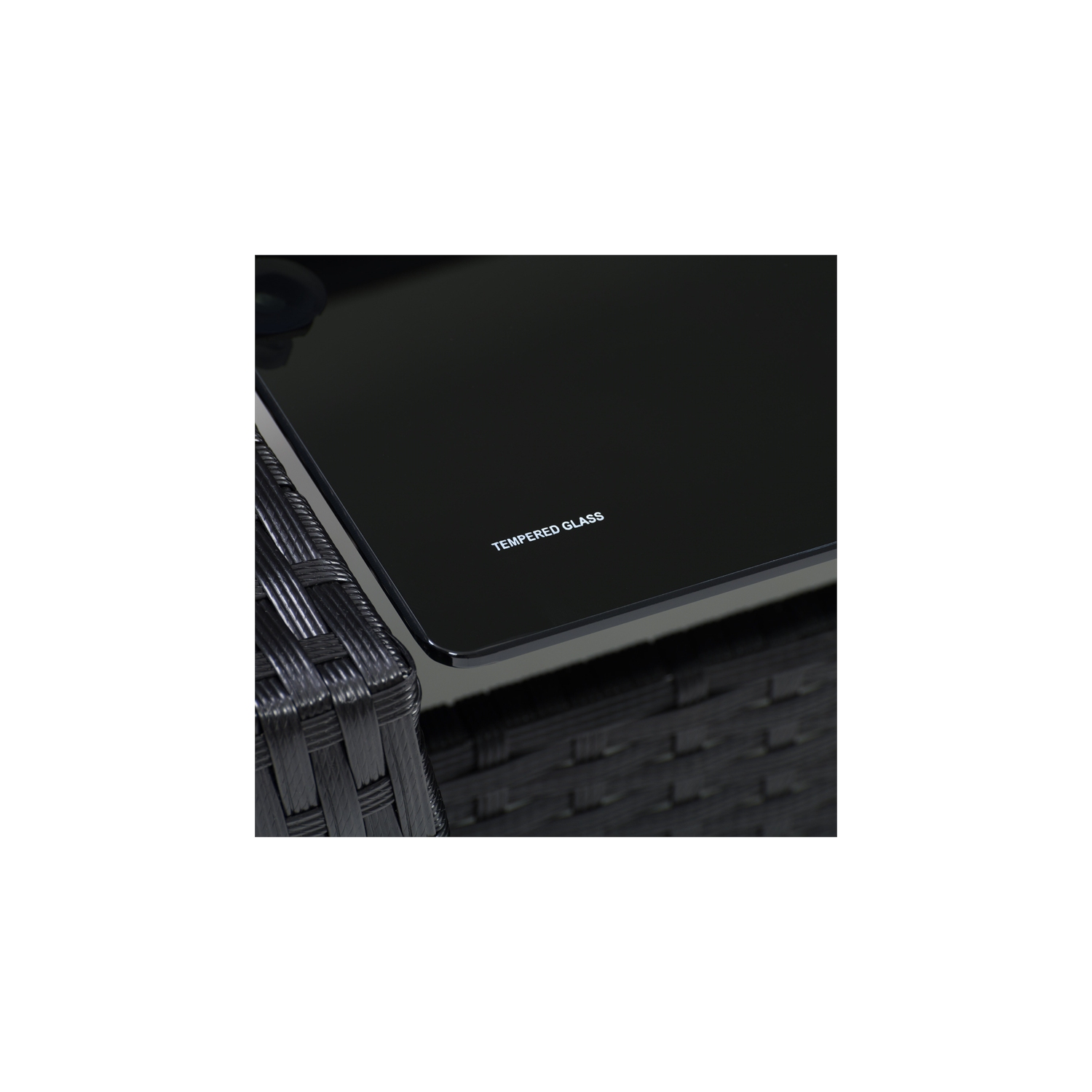 CorLiving Cascade Wicker/Rattan Patio Set with Turquoise Cushions 4pc