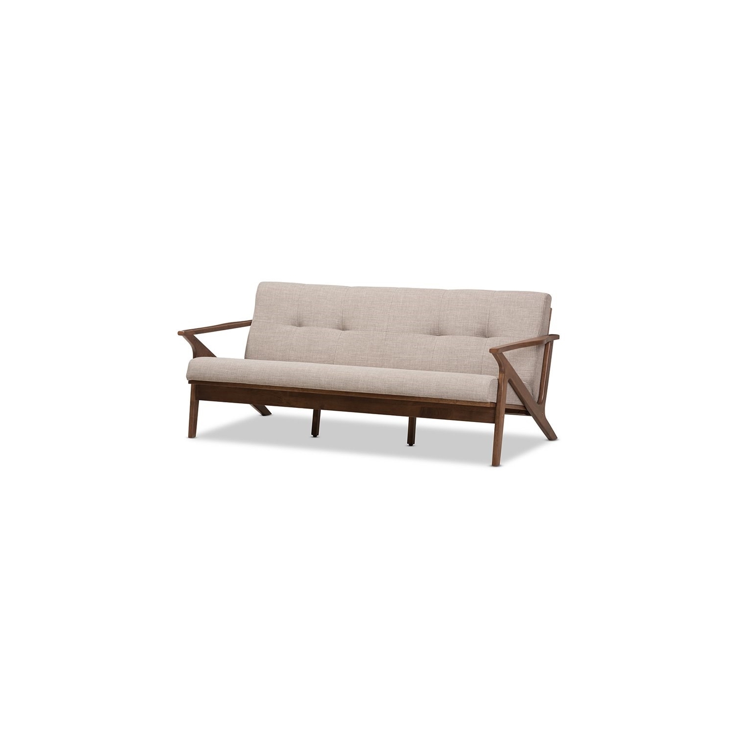 Bowery Hill Fabric Sofa in Light Gray and Walnut Brown