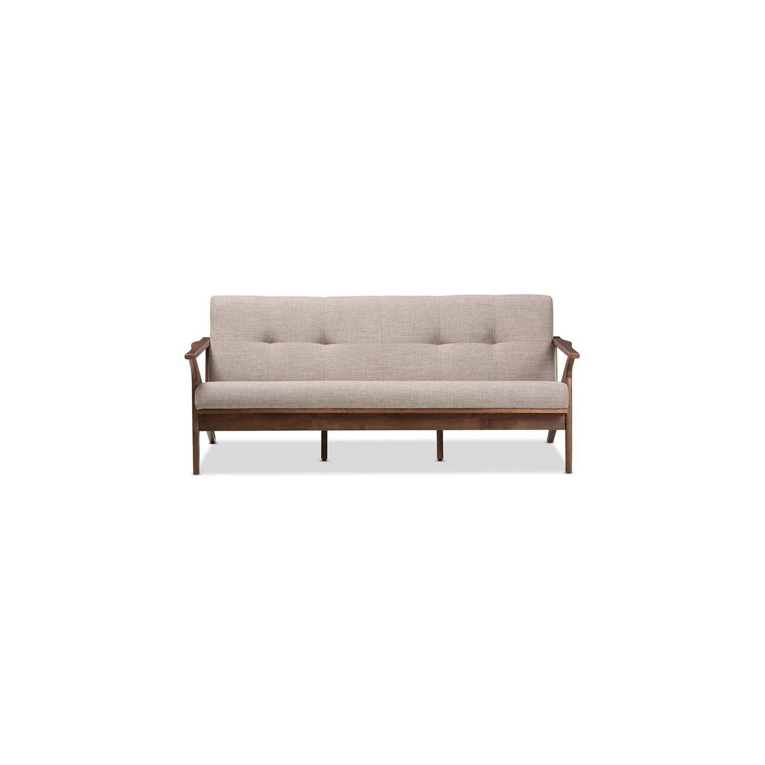 Bowery Hill Fabric Sofa in Light Gray and Walnut Brown