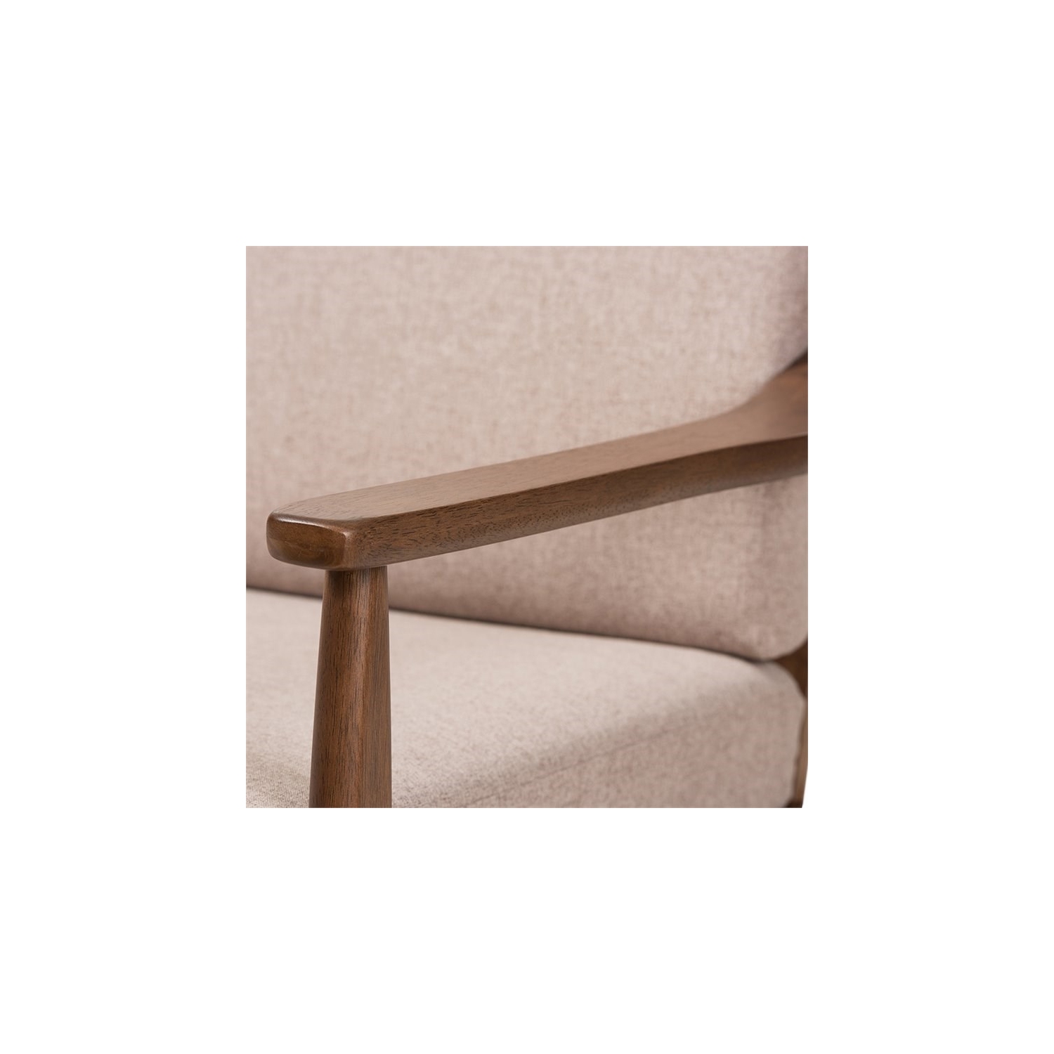 Bowery Hill Fabric Sofa in Light Gray and Walnut Brown