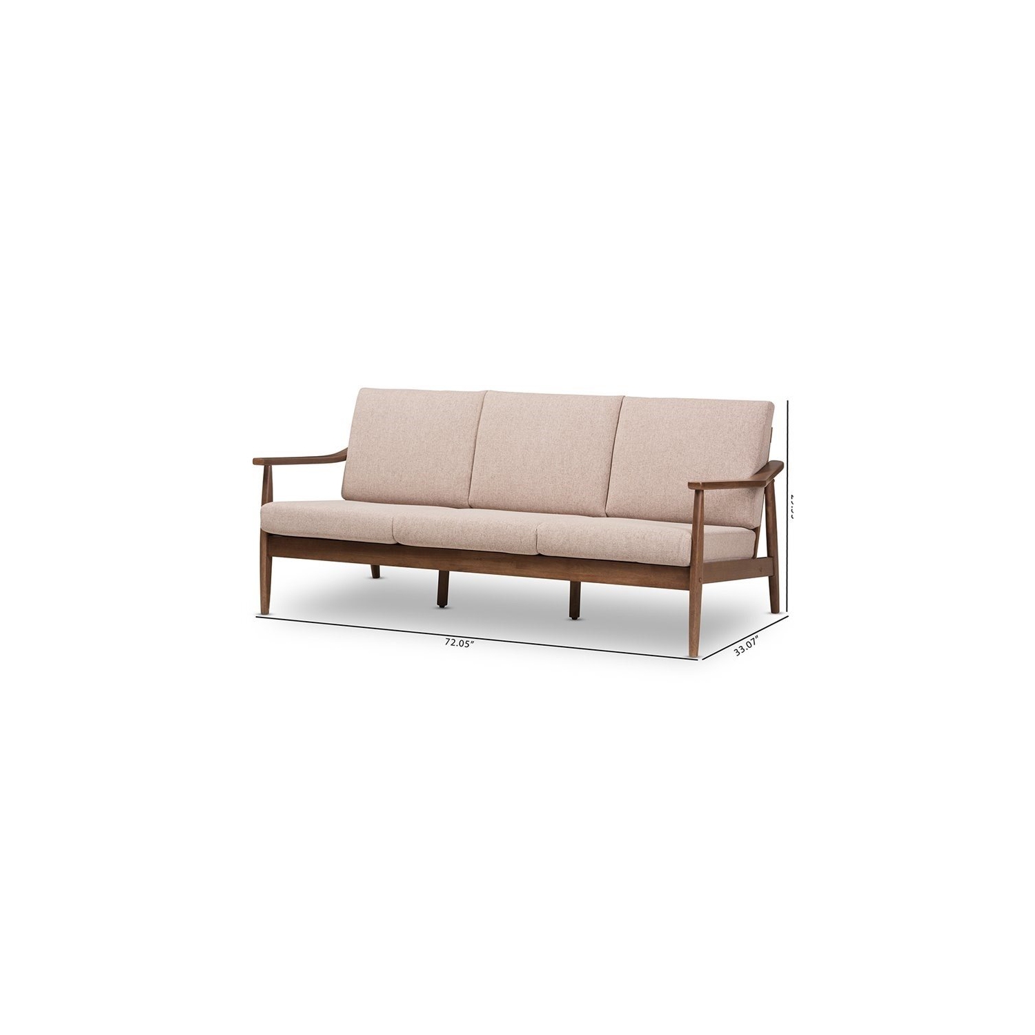 Bowery Hill Fabric Sofa in Light Gray and Walnut Brown