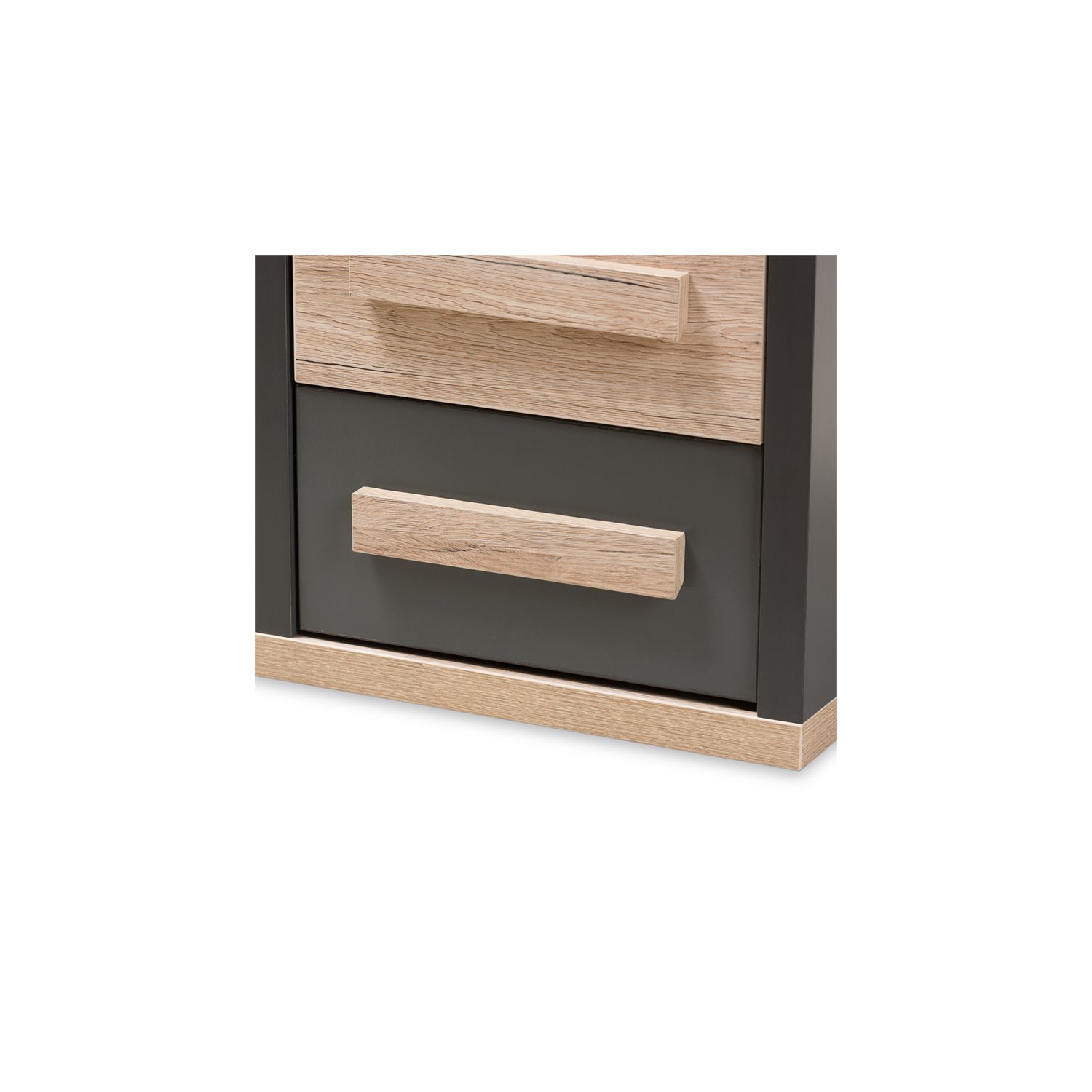 Bowery Hill 2 Drawer Nightstand in Gray and Oak Brown