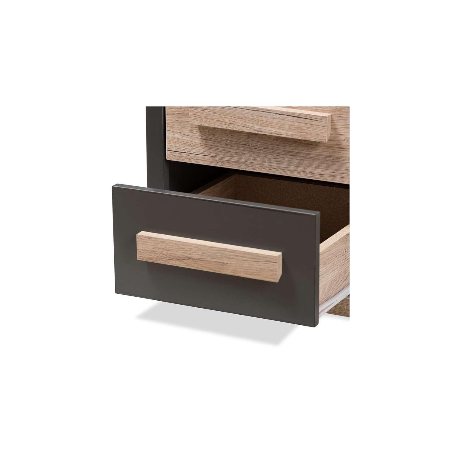 Bowery Hill 2 Drawer Nightstand in Gray and Oak Brown