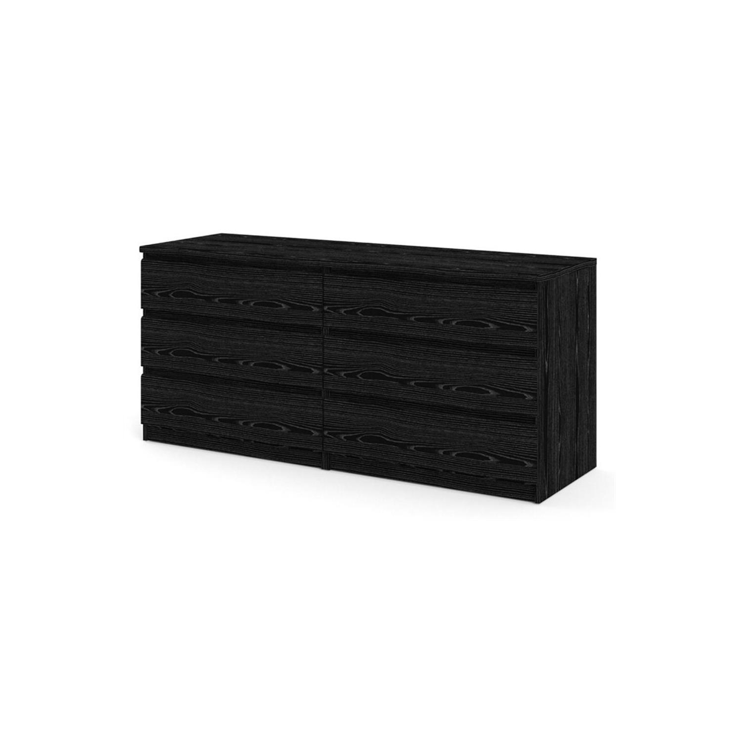 Tvilum Scottsdale Contemporary 6 Drawer Double Dresser in Black Wood Grain