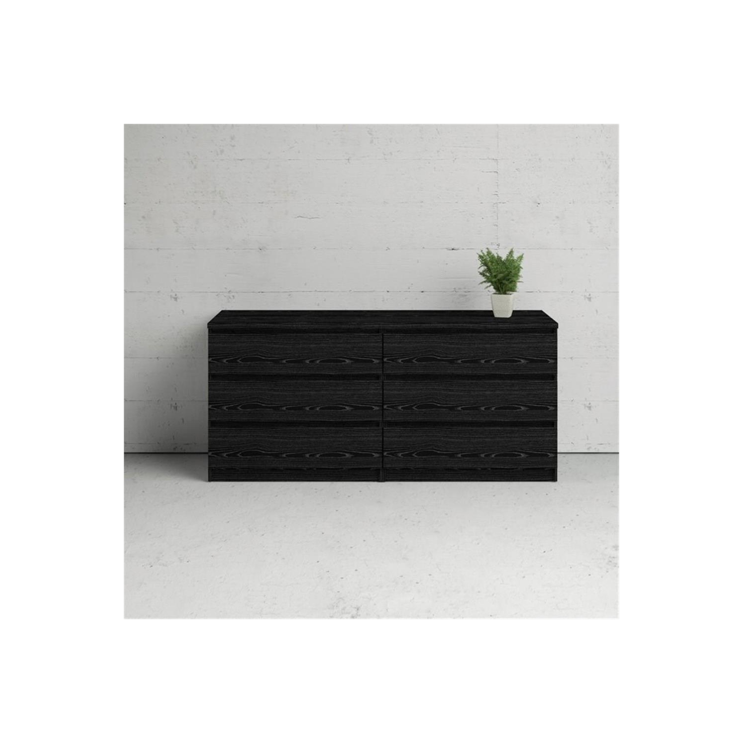 Tvilum Scottsdale Contemporary 6 Drawer Double Dresser in Black Wood Grain