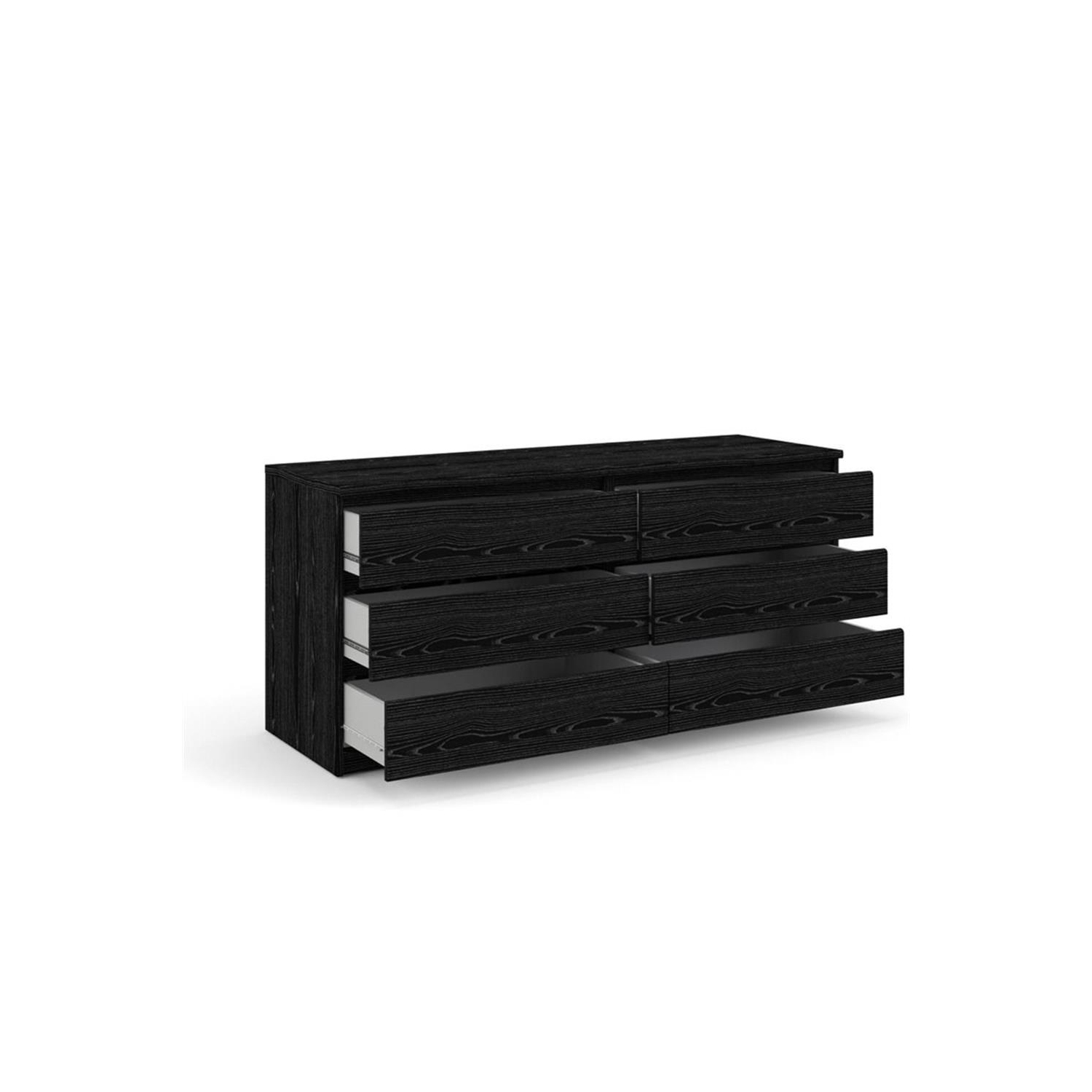 Tvilum Scottsdale Contemporary 6 Drawer Double Dresser in Black Wood Grain